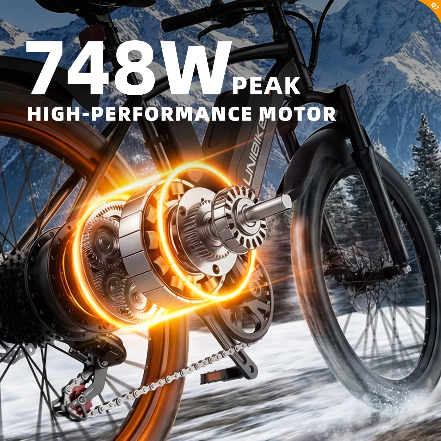 Meriavex 26 in Electric Mountain Bike, 748W Motor, 22 MPH Max Speed, 7-Speed, Removable Battery (Black, 26 in) f7xmj
