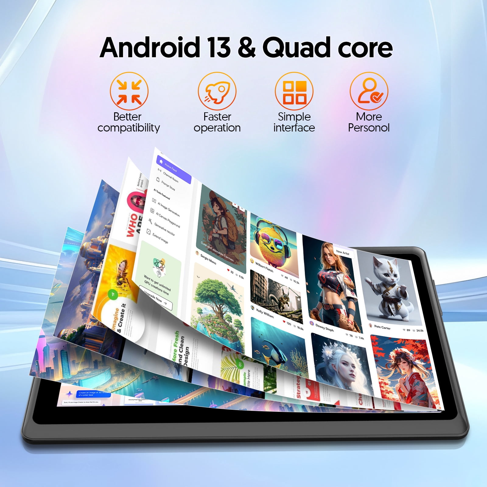 Tedupee 7 in Android 13 Tablet Quad Core 4GB RAM 32GB ROM IPS Touch Screen with Protective Case (Black, 7 in) lnpt7