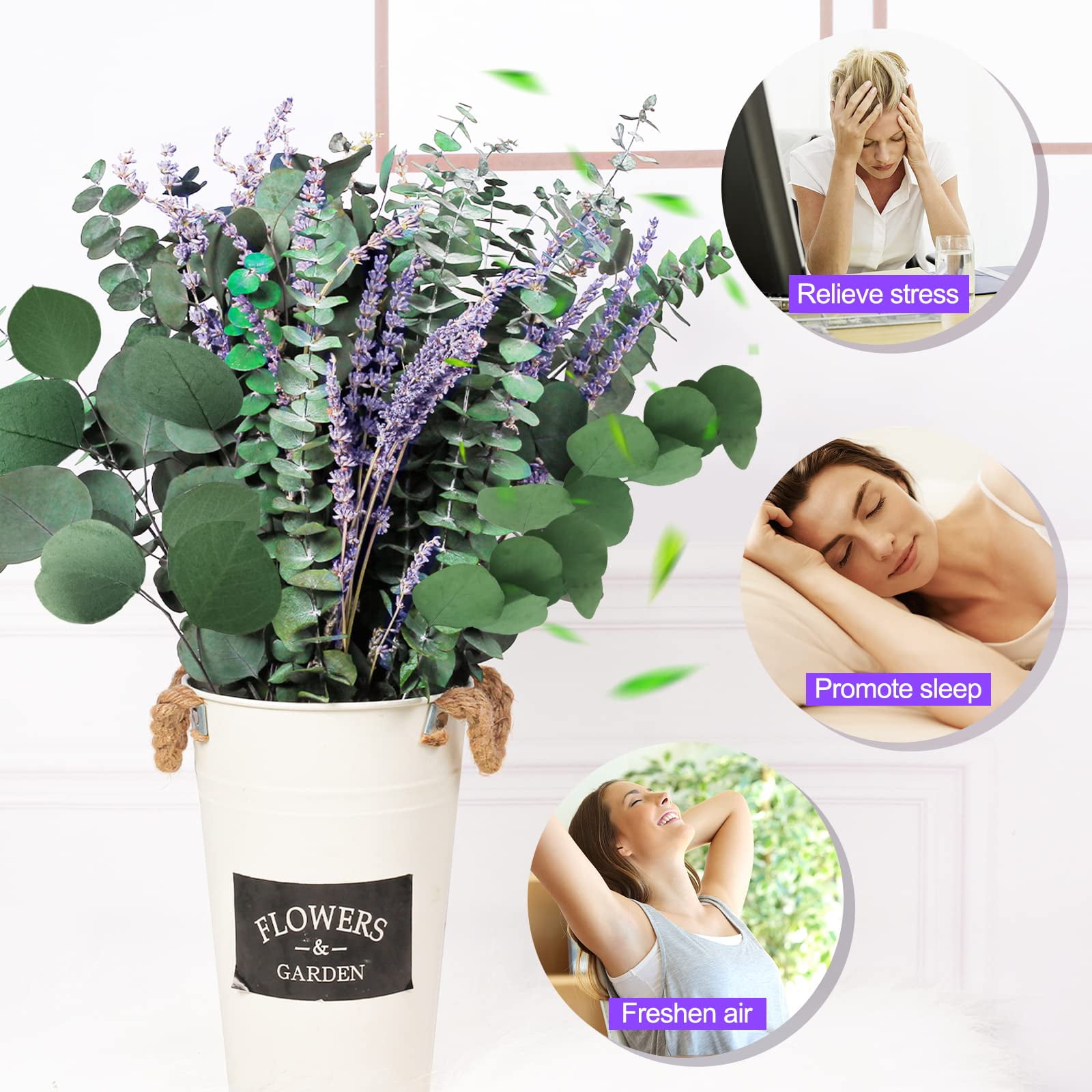 TRIANI Preserved Dried Eucalyptus and Lavender Bundle for Shower and Home Decor (Natural, 17 in) 711nl