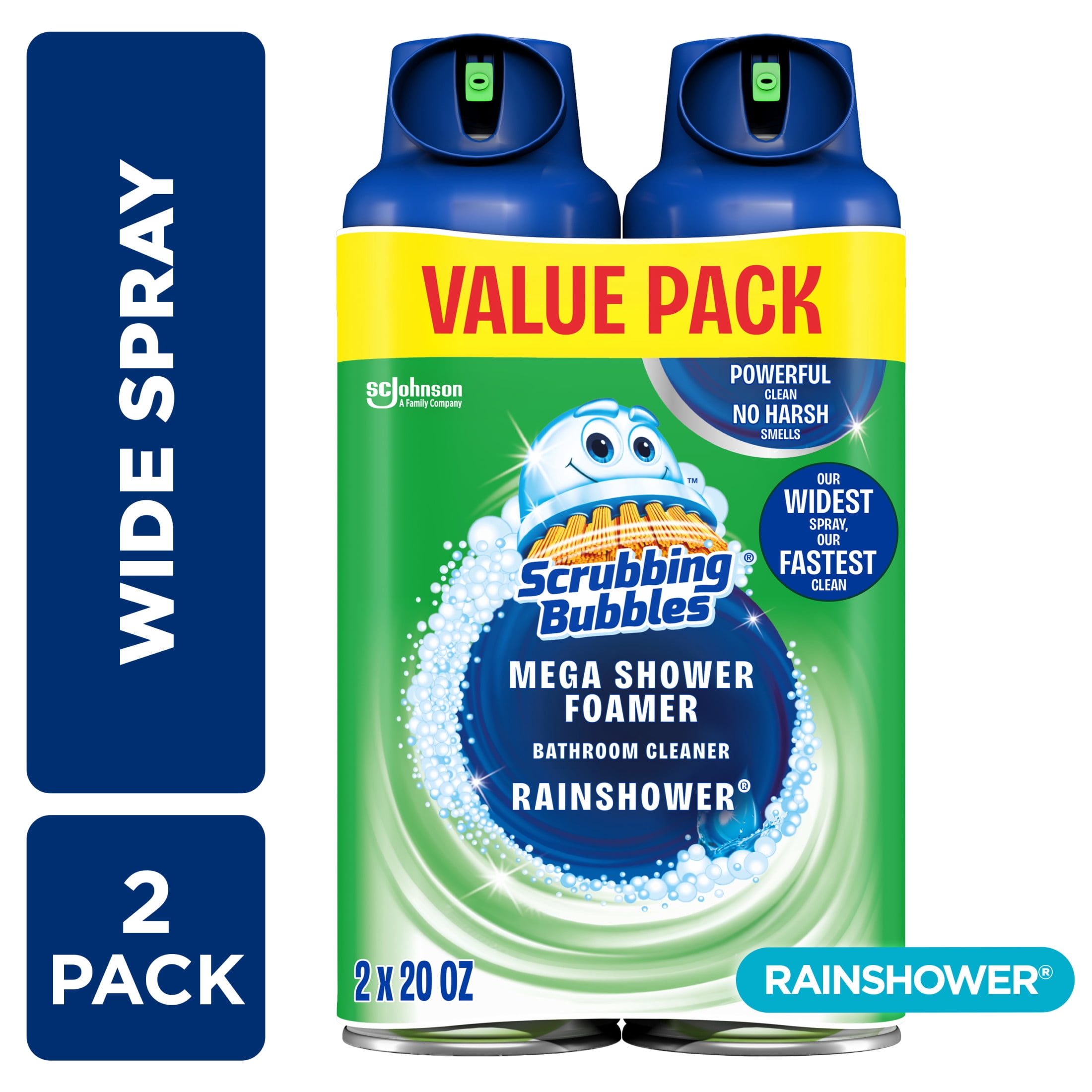 Scrubbing Bubbles Mega Shower Foamer Bathroom Disinfectant Cleaner, Rainshower Scent (20 oz, 4 Pack) gj8p7