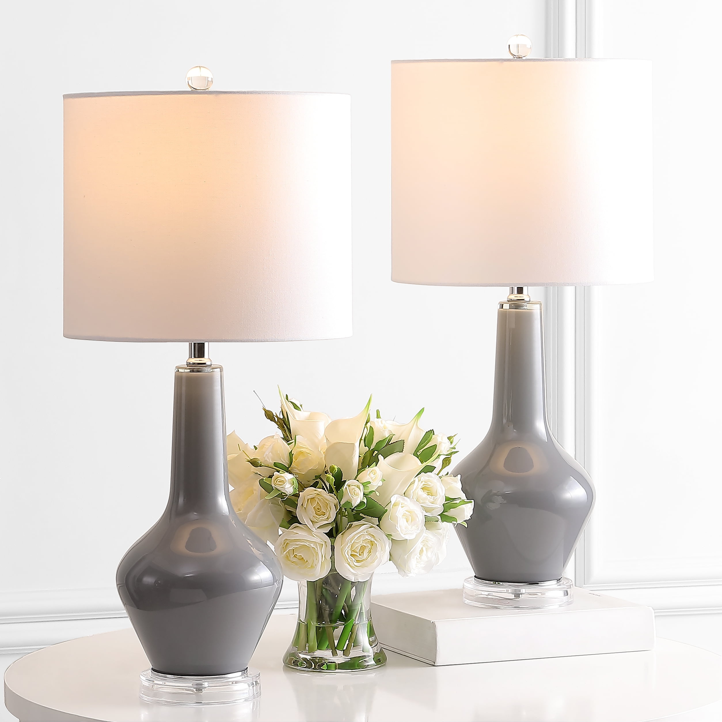Safavieh Velor Modern Glass Table Lamp with LED Bulb (Smoked Grey, 24 in. H) jfd8i