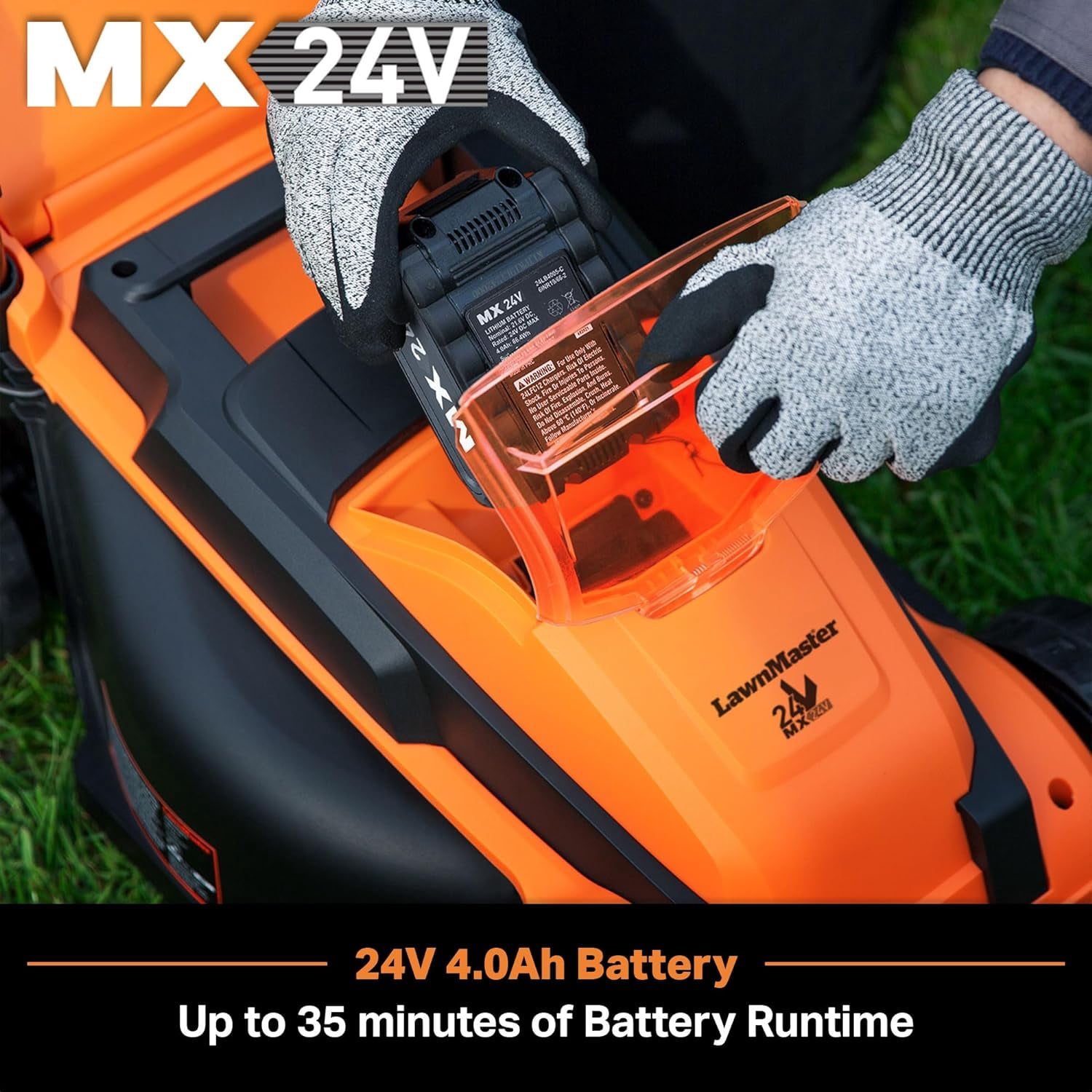 LawnMaster 24V Max Cordless Lawn Mower and Leaf Blower Combo Kit (13-inch Deck, 2x4.0Ah Batteries) e5lbq