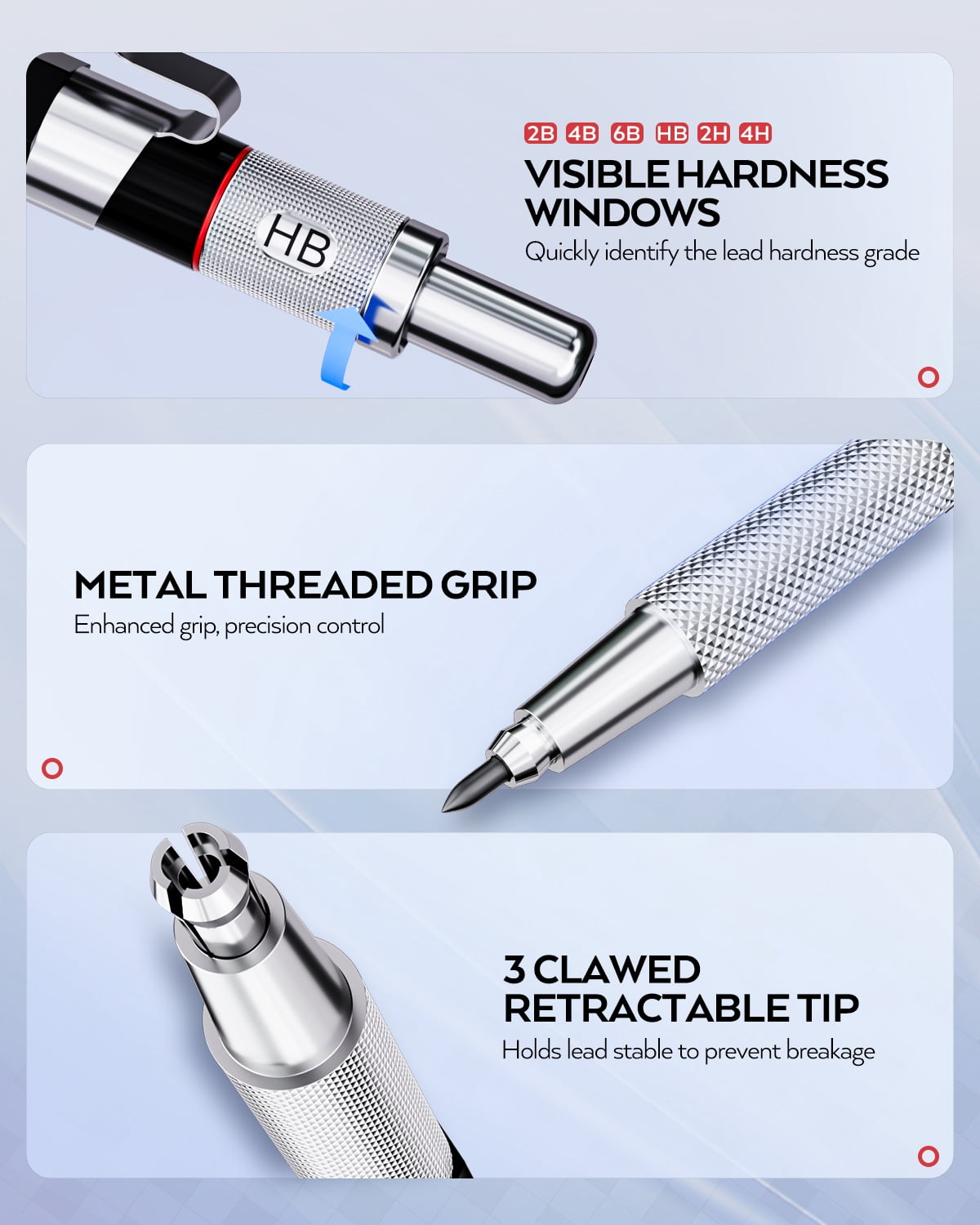 NicPro Mechanical Pencil Drafting Set with Lead Refills and Erasers (6-Piece Set) 7wyfv