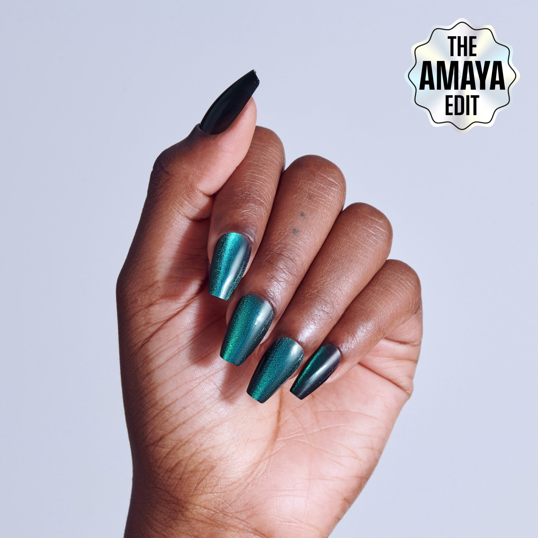Kiss Core Magnetic Press-On Nails, Medium Coffin Shape, Durable Long-Lasting Wear (Green, 32 Pieces) jw7lt