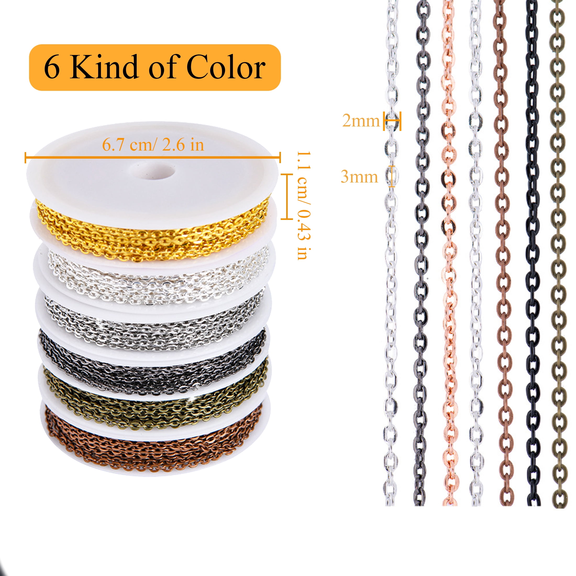 Yalumo Jewelry Making Chain Set with Pliers, Jump Rings, and Lobster Clasps (Multi-color, 60 ft) rku1j
