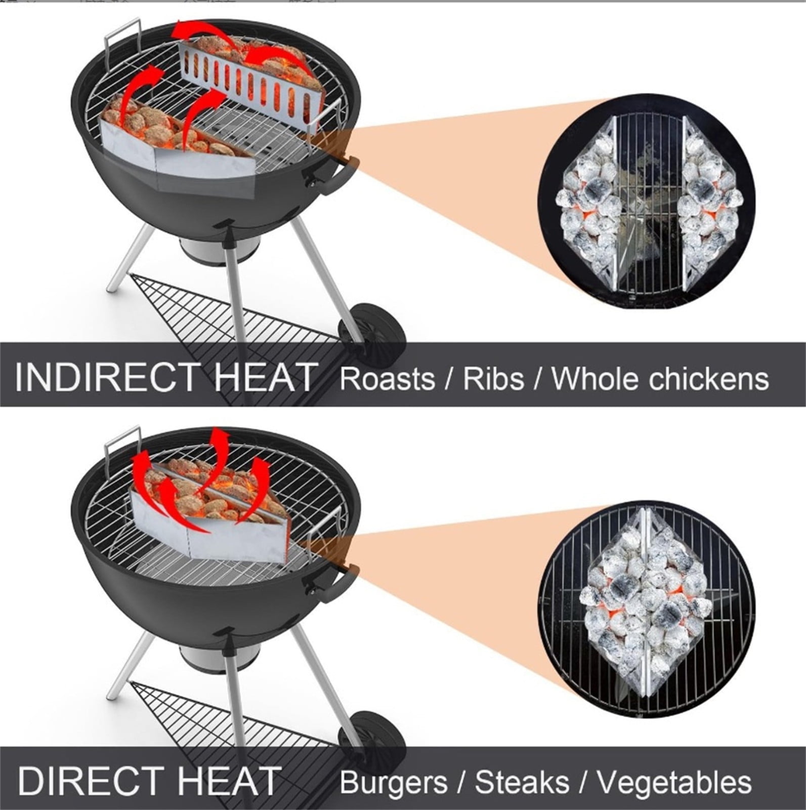 MORESEC Charcoal Grill Baskets (2 Pack, 15.16 in x 4.33 in x 2.95 in) c1uej