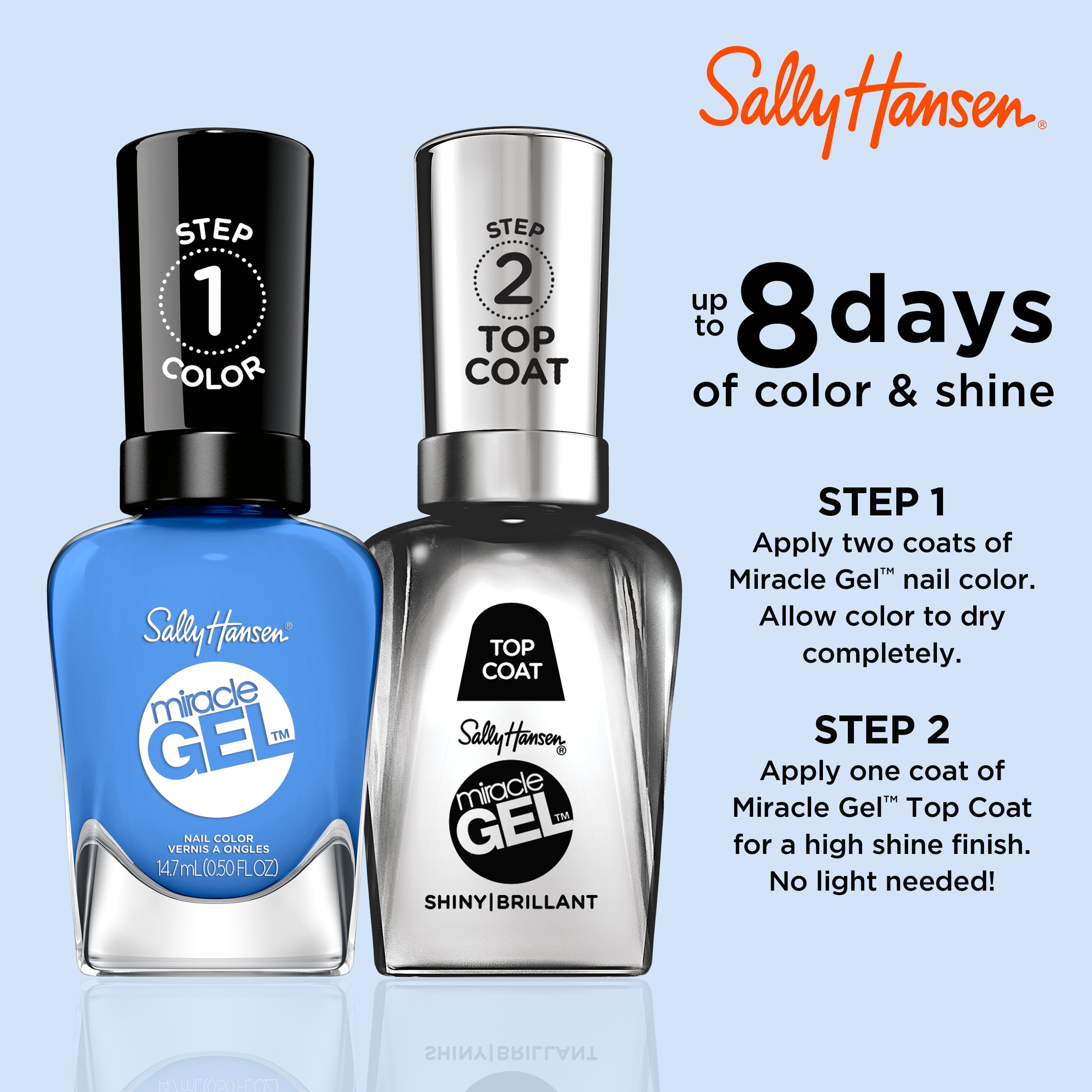 Sally Hansen Miracle Gel Nail Polish, Long-lasting High-shine Finish (Blue, 0.5 fl oz) 7fru1