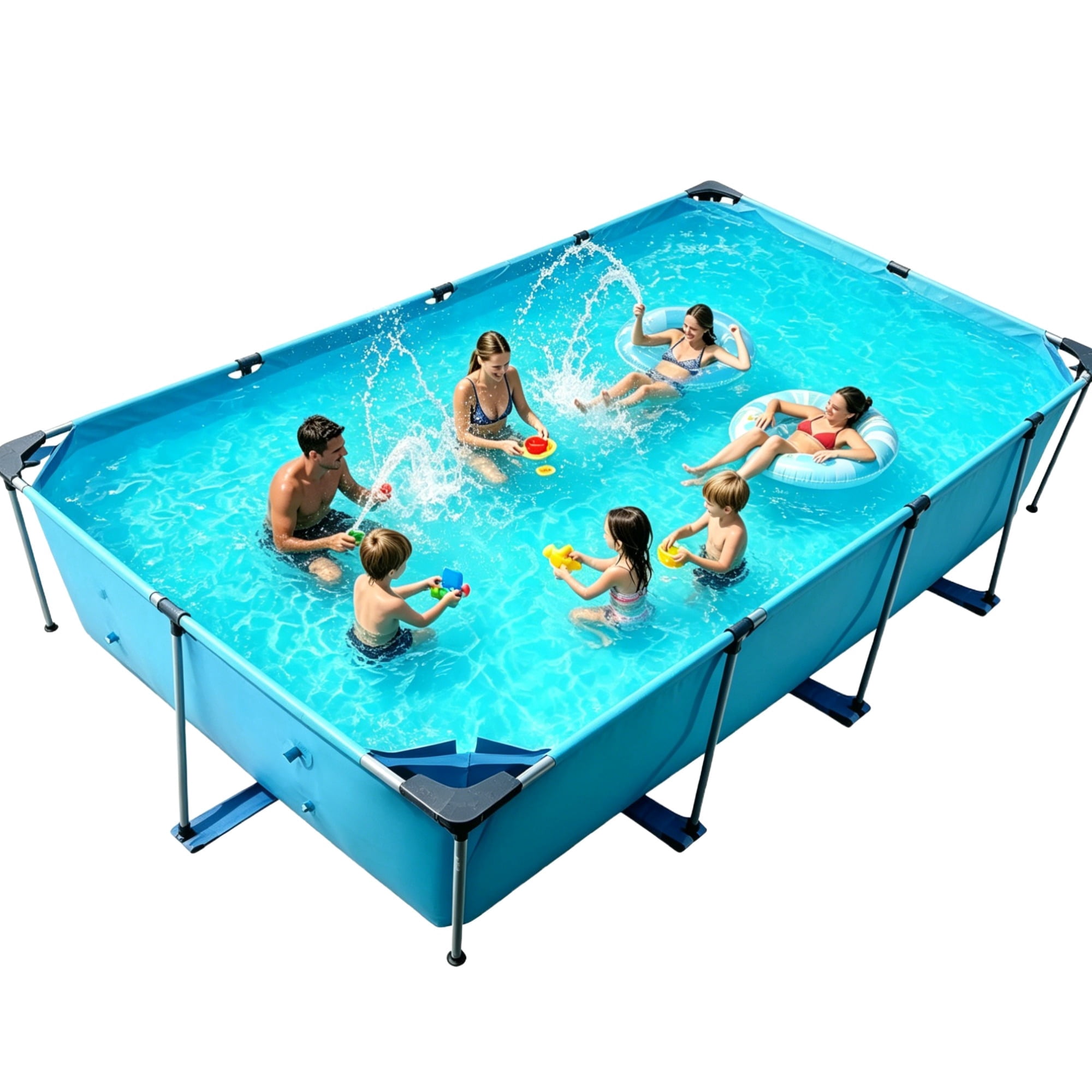 GASKY 15ft Rectangular Above Ground Swimming Pool (Blue, 177.17 in x 86.61 in x 33.07 in) whno4