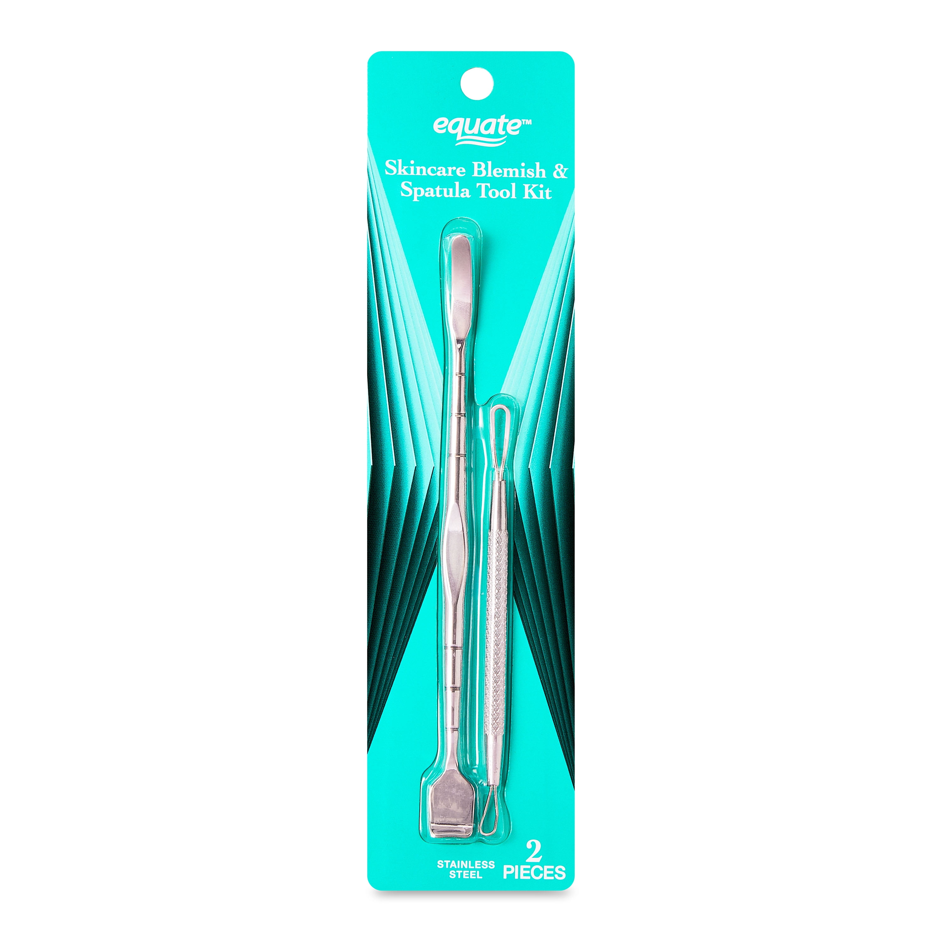 Equate Stainless Steel Blackhead and Whitehead Blemish Extractor Tool (Silver, 2 Piece Set) zm8d6