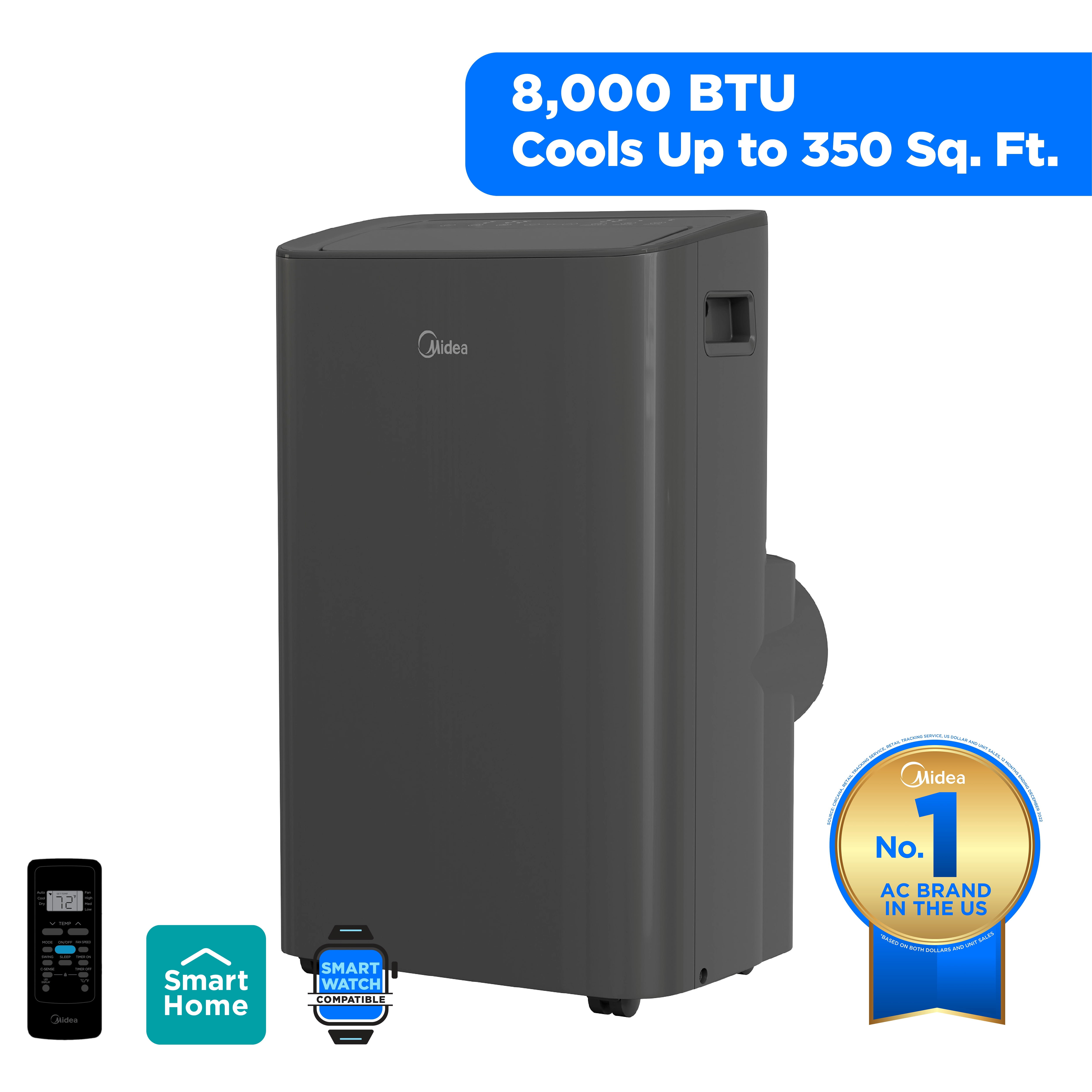 Midea Smart Portable Air Conditioner with Remote and Voice Control (Gray, 350 sq. ft. Coverage) sx613