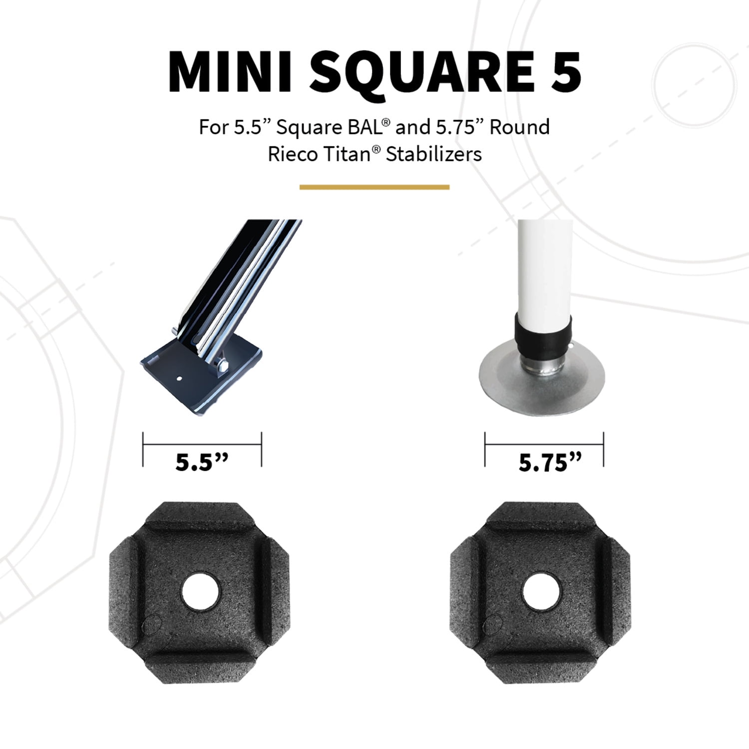 SnapPad Mini Square Jack Pad Set for RV Stabilizers (4-Pack, 5.5 in) sdu9p