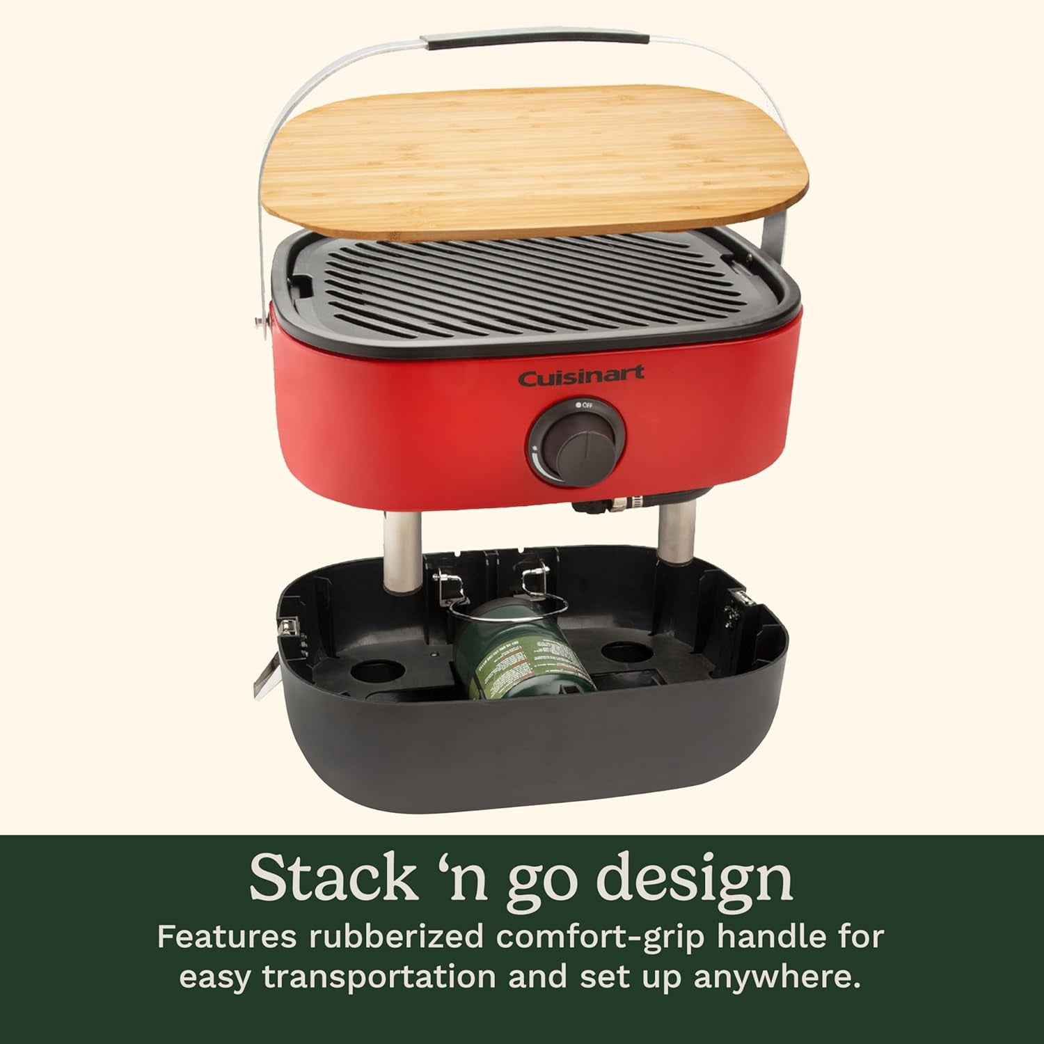 Cuisinart Venture Portable Propane Gas Grill (Red, 154 sq in) fveka