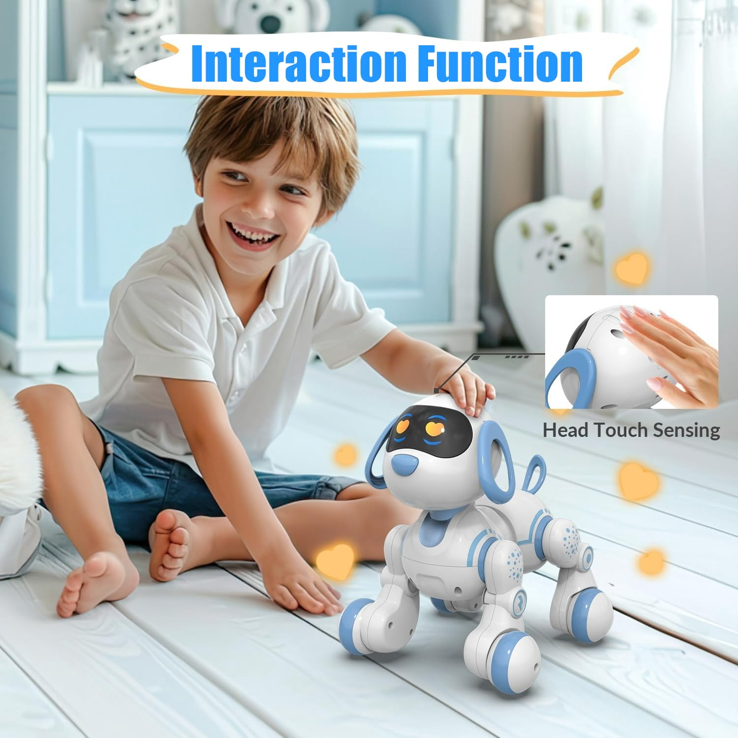 KIVDIT Programmable Remote Control Robot Dog, Interactive RC Toy with Singing and Dancing (Blue, 1 Pack) mqvfv