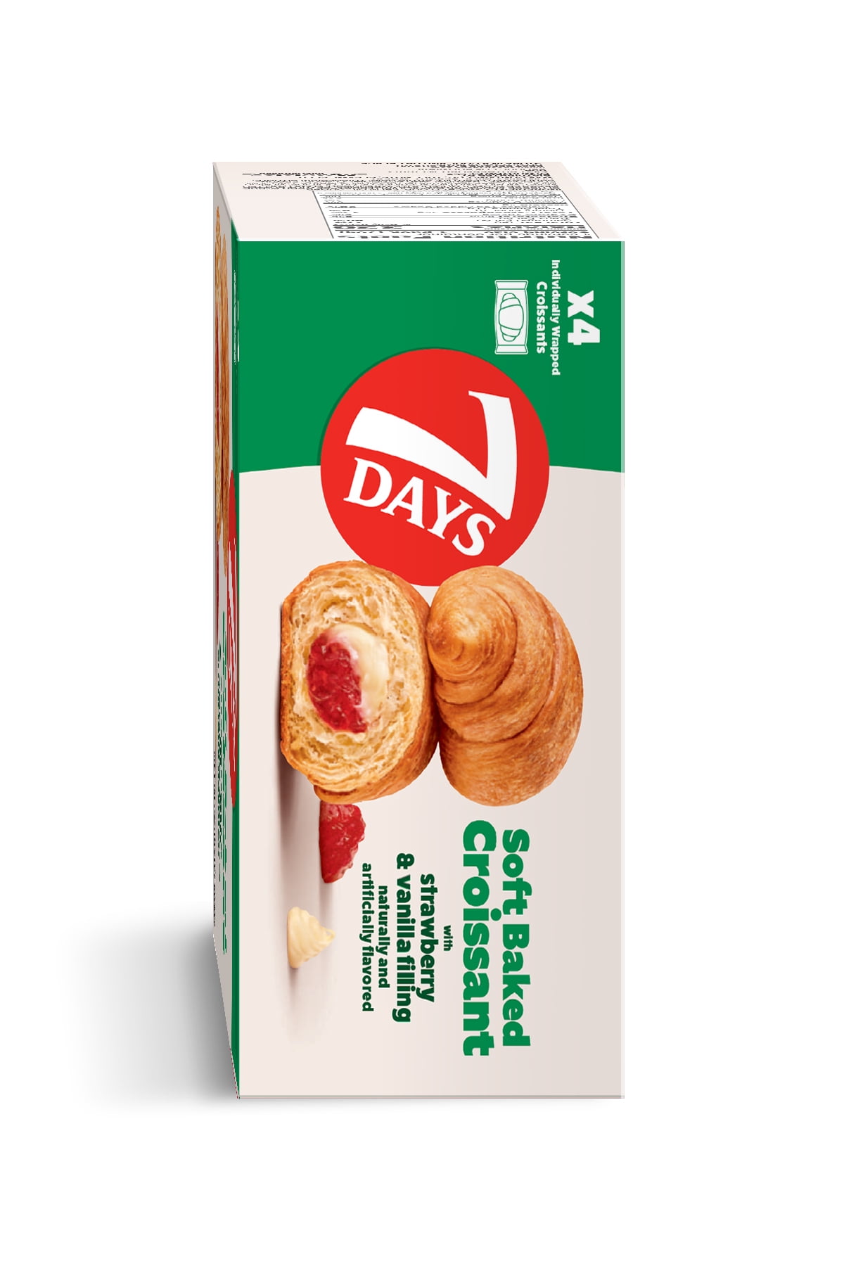 7DAYS Soft Croissant, Strawberry Vanilla Flavor, Ready-to-Eat Breakfast Pastry (4 Pack, 8.48 oz Total) 50sch