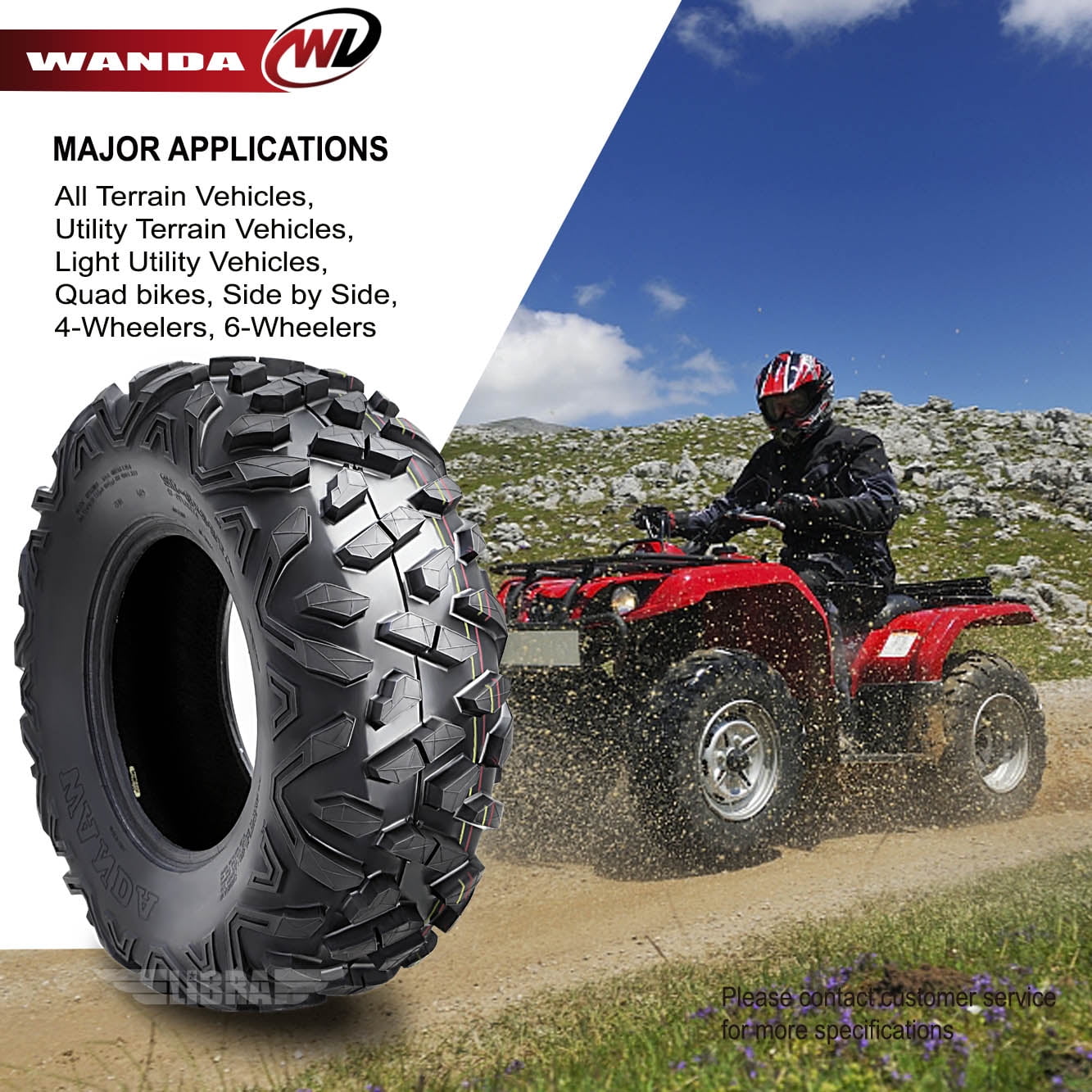 WANDA 26x11R12 Radial Rear Tire Set for Kawasaki Teryx4 (26x11R12) 61ed6