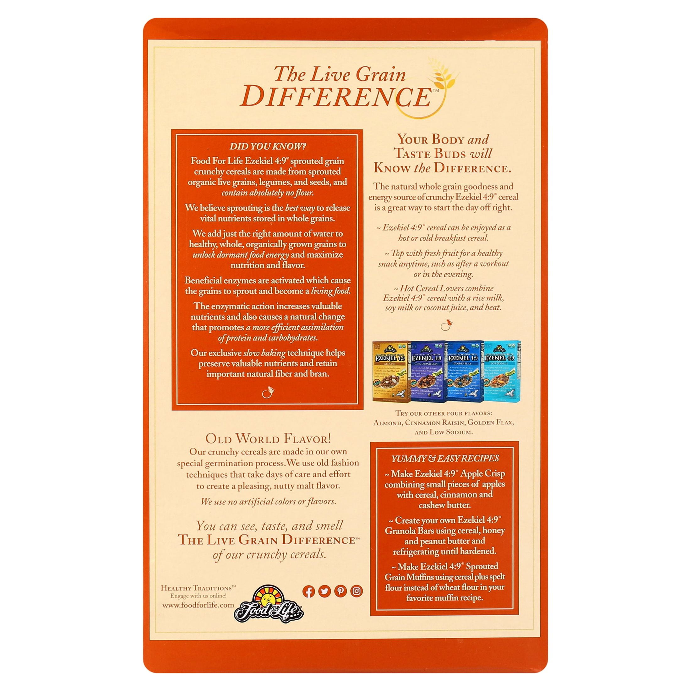 Food for Life Ezekiel 4:9 Sprouted Whole Grain Organic Cereal (Original, 6 Pack, 96 oz) gny9j