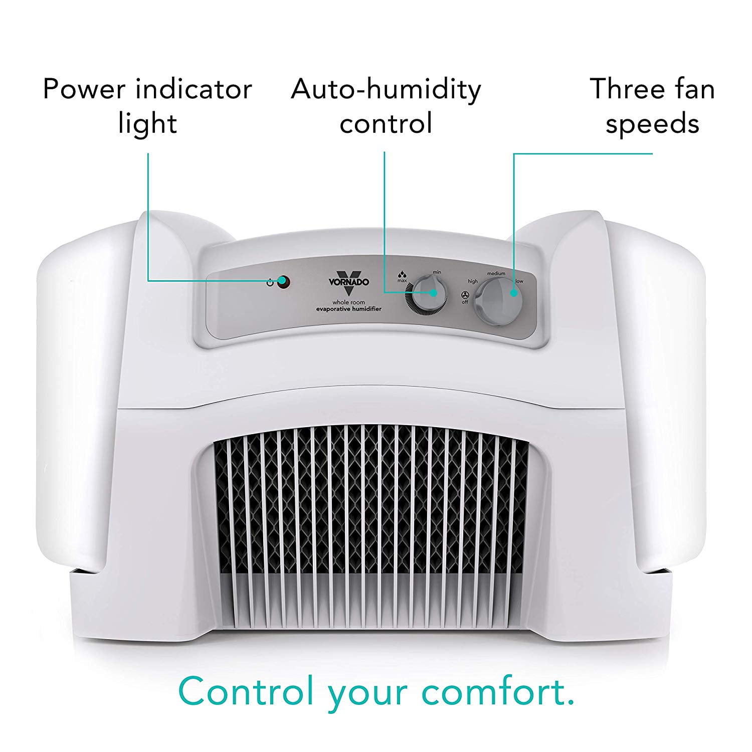 Vornado Whole Room Evaporative Vortex Humidifier with Intelligent Humidity Control (White, 1 Pack) 8slt9