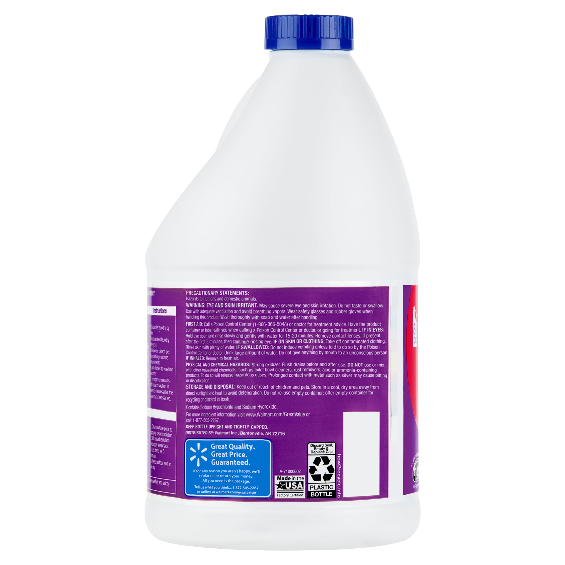 Great Value Low Splash Bleach, Lavender Scent, Concentrated Laundry & Household Cleaner (81 fl oz) ebq36