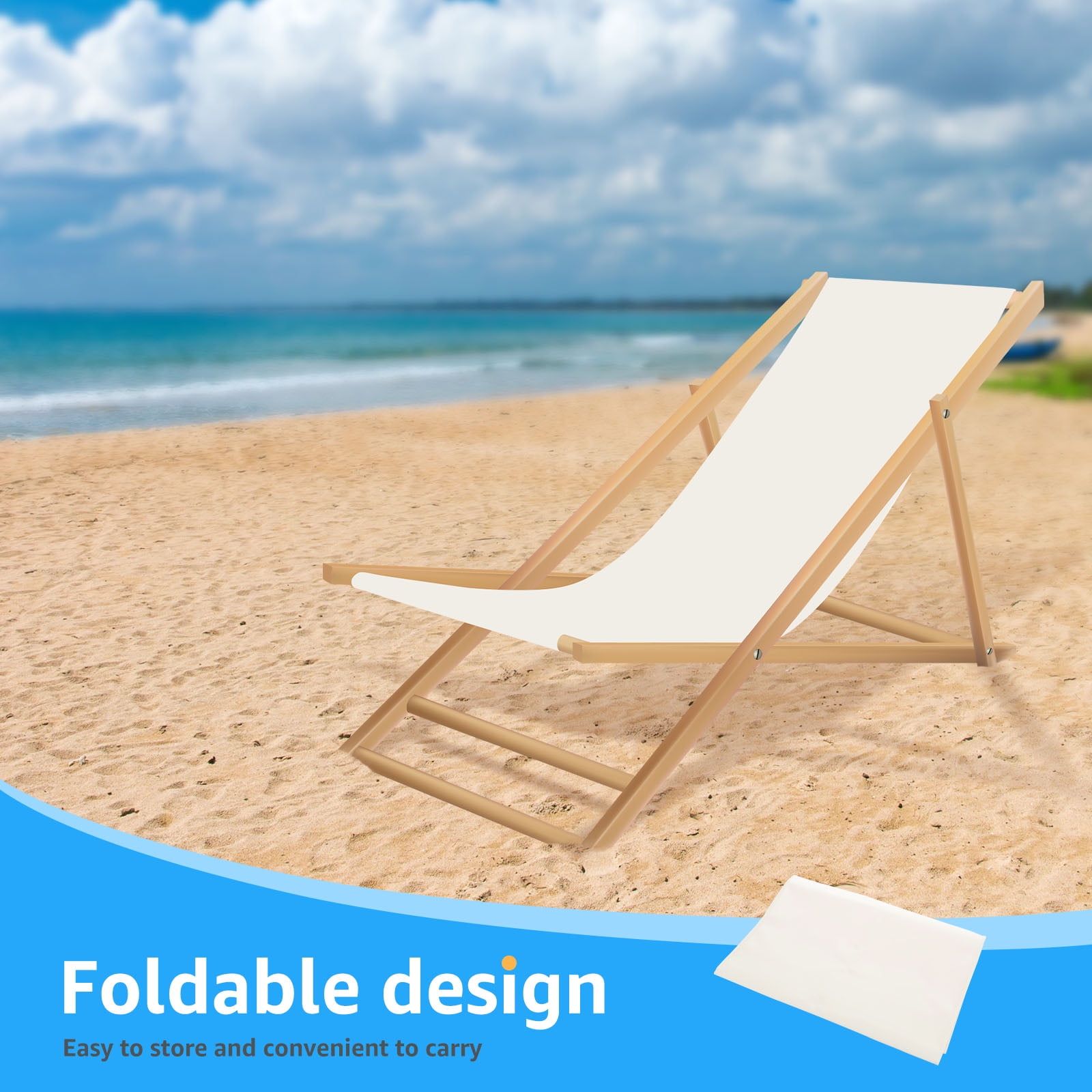 FYJUCPA Sling Chair Replacement Fabric, Heavy-Duty Outdoor Patio Canvas for Lounge and Beach Chairs (Beige, 45.3 x 16.9 in) ua5ym - Image 3
