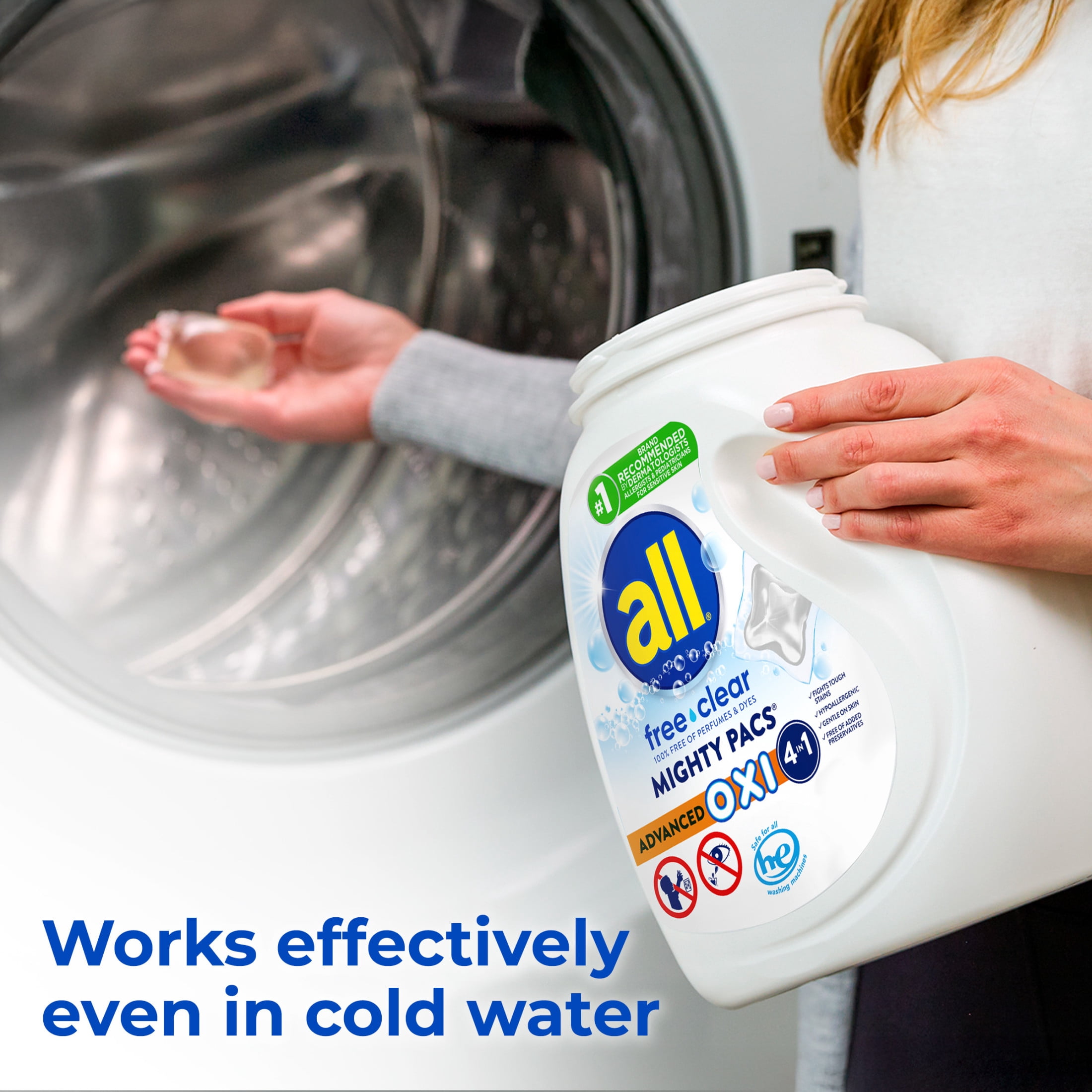 all Free Clear Mighty Pacs Oxi Laundry Detergent (Clear, 32 Count) oz0nt