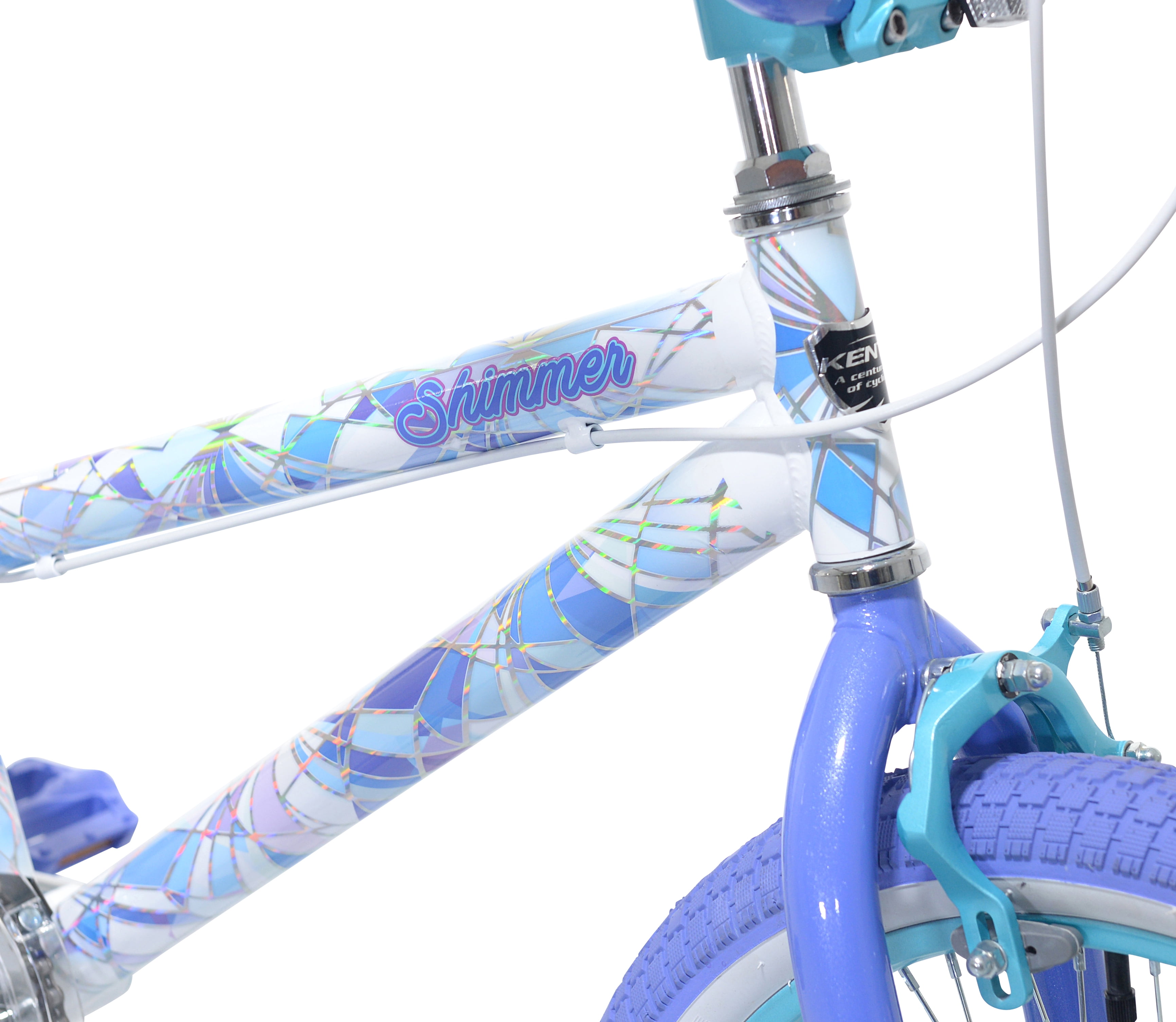 Kent Shimmer BMX Bicycle, Durable Steel Frame, Dual Caliper Brakes (White/Purple, 20 in) rzftm