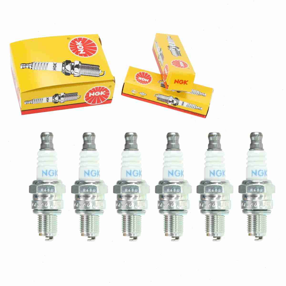 NGK 7599 Standard Spark Plugs High-Efficiency Ignition Replacement (6 Pack) lnj6e