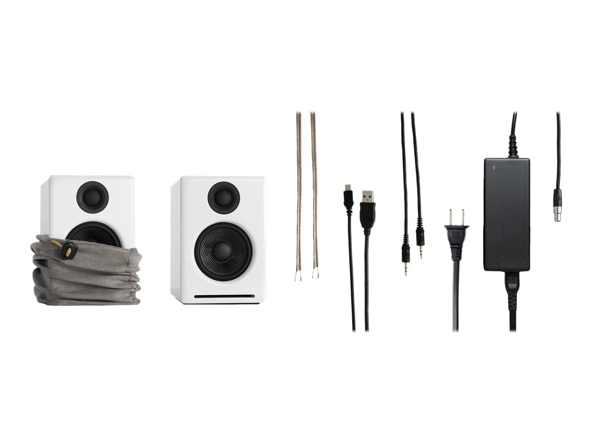 Audioengine A2 Hi-Res Wireless Bluetooth Bookshelf Speakers with USB-C Input and Silk Dome Tweeters (White, Pair) sefwb