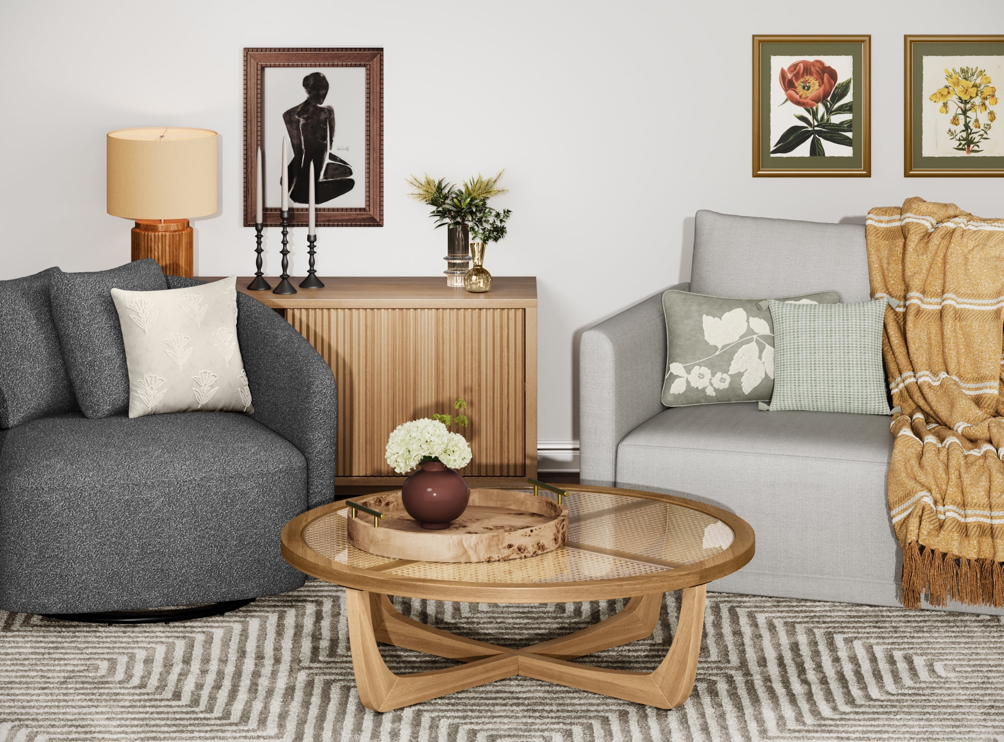 Beautiful by Drew Barrymore Faux Ribbed Wood Table Lamp (Brown, 10.25 in x 10.25 in x 14 in) 70bni