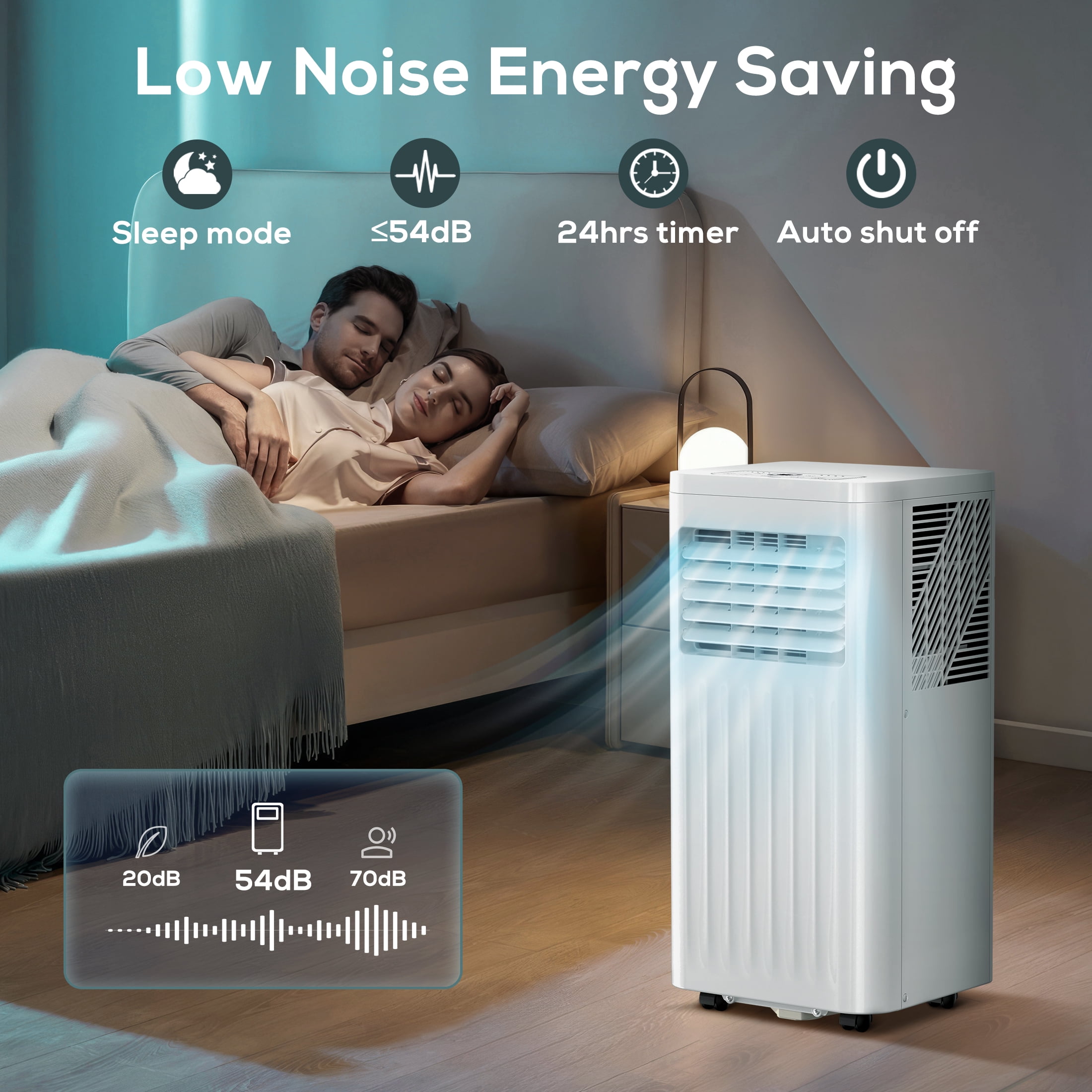 KissAir Portable Air Conditioner 8000 BTU 3-in-1 Cooling Dehumidifier and Fan (White, 8000 BTU) uqi3x
