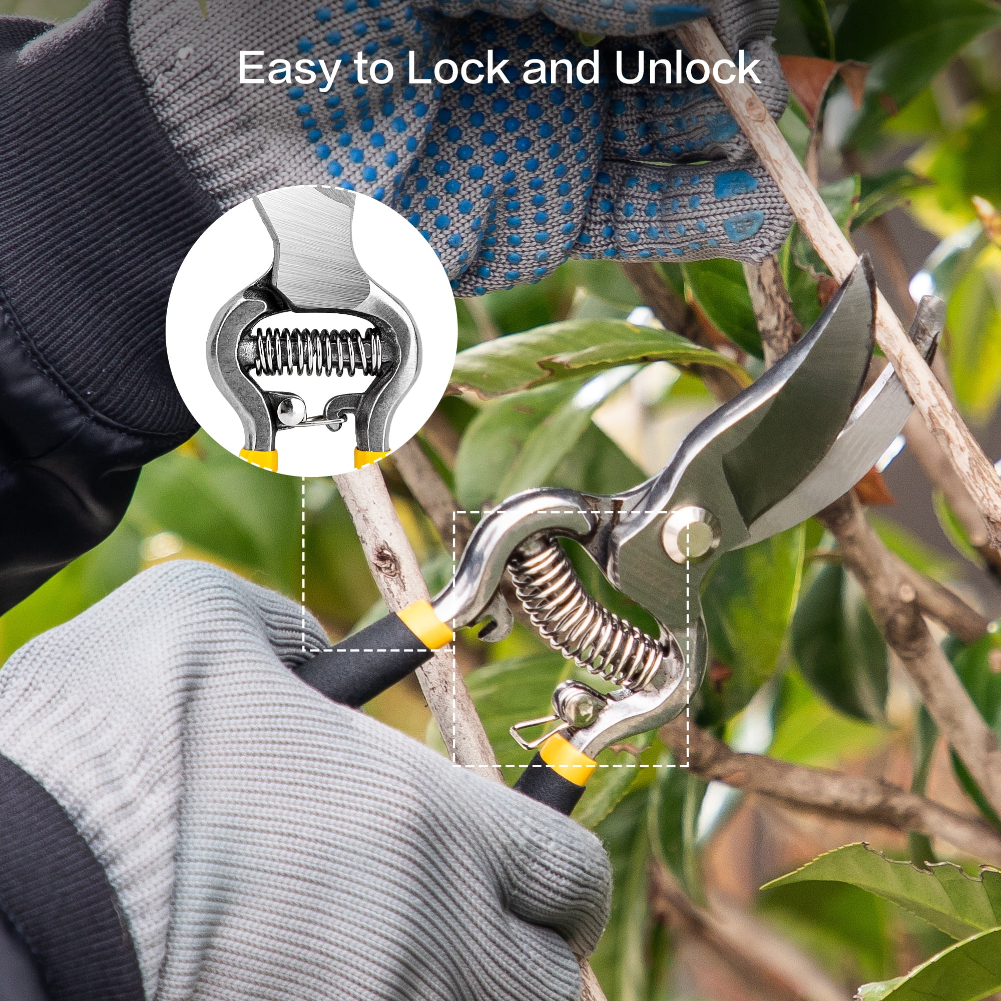 Deli Bypass Pruning Shears, Ergonomic Gardening Clippers for Plants and Flowers (Black, 8 in) fff97