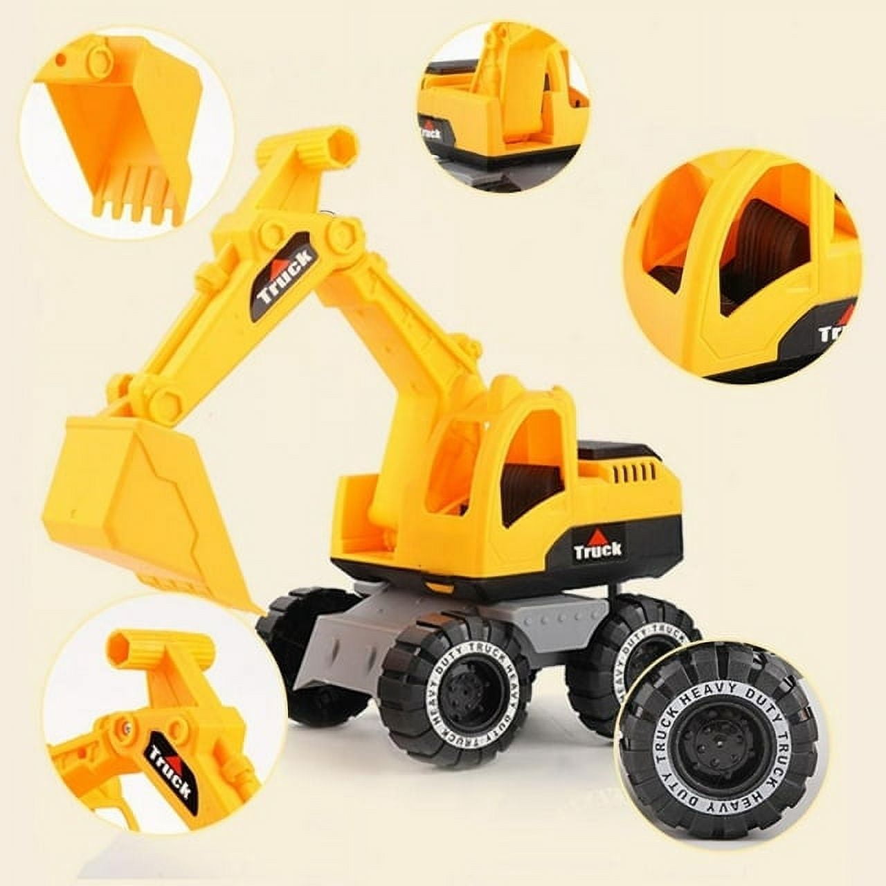 Facvoer Construction Vehicle Toy Set, Realistic Excavator, Dump Truck, and Loader for Sandbox Play (Yellow, 3-Piece Set) tkc4l