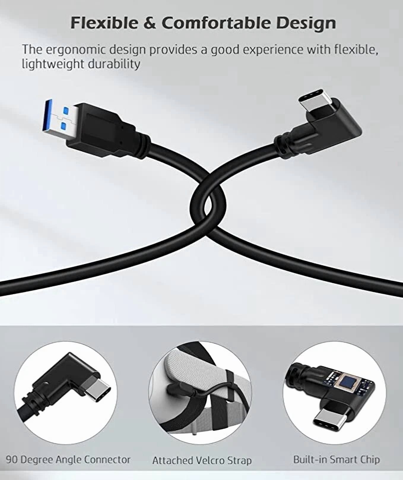 Rhea USB-C to USB-A Charging Cable, Right Angle Connector, High-Speed Data Sync (20 ft) 3v1vi