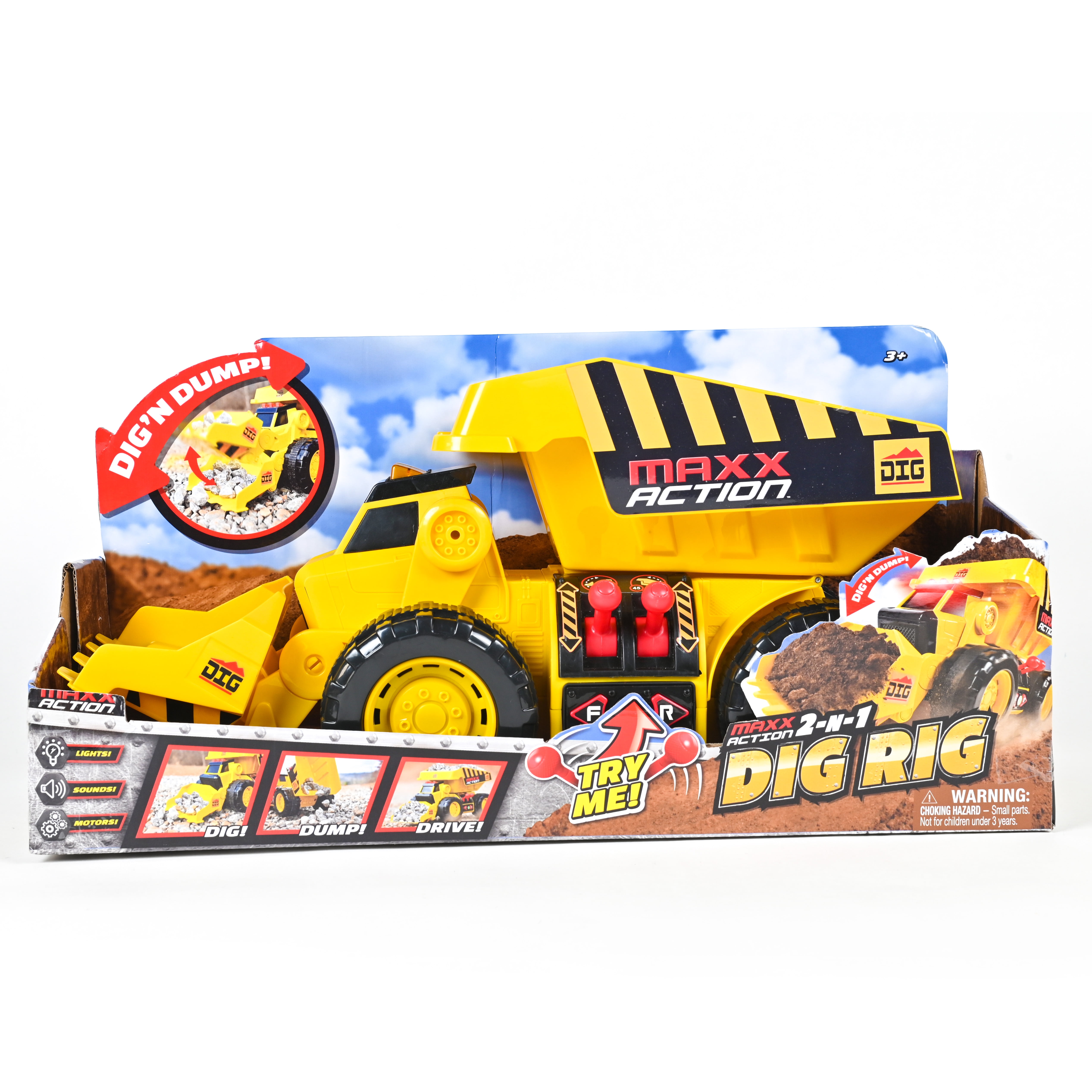 Maxx Action Motorized 2-in-1 Dig Rig Construction Truck with Lights and Sounds (18 in) ngemg