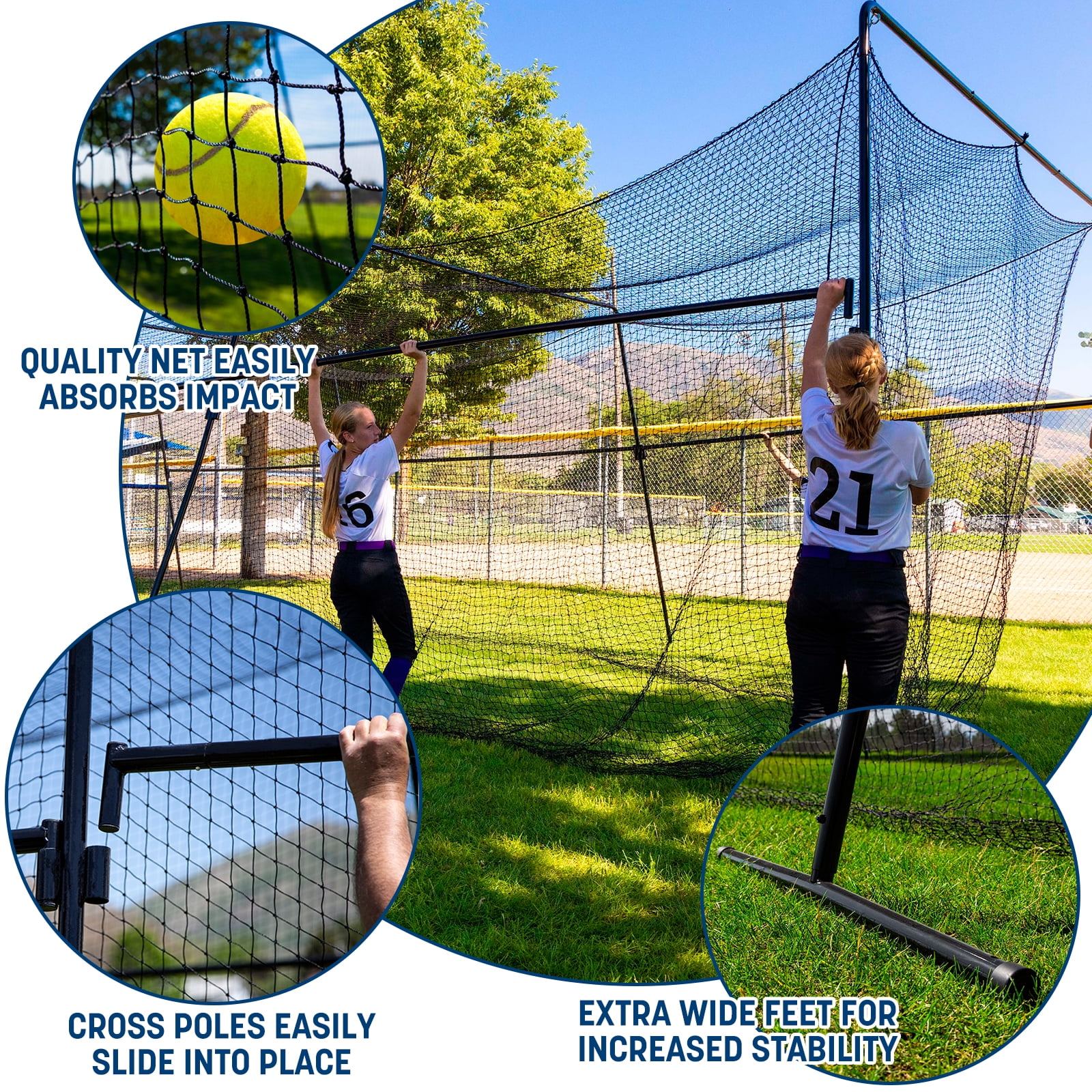Skywalker Sports Professional Batting Cage, Heavy-Duty Steel Frame & UV Net for Baseball & Softball (Black, 40 ft) kbxbx