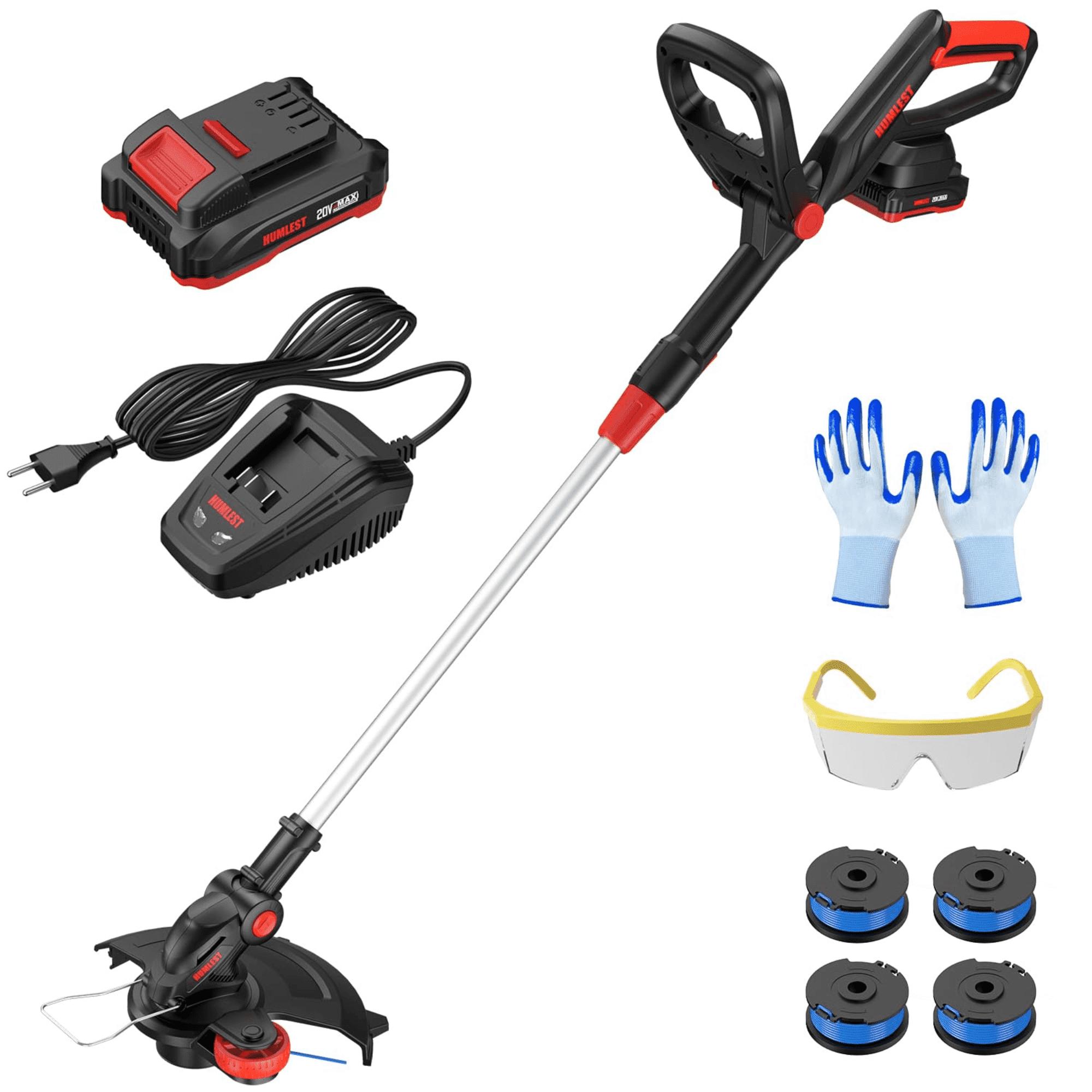 Humlest 20V Cordless String Trimmer and Edger, 2-in-1 Electric Grass Weed Eater with Auto Feed, 13 in Cutting Width (Black, 2.5Ah Battery Included) pudep