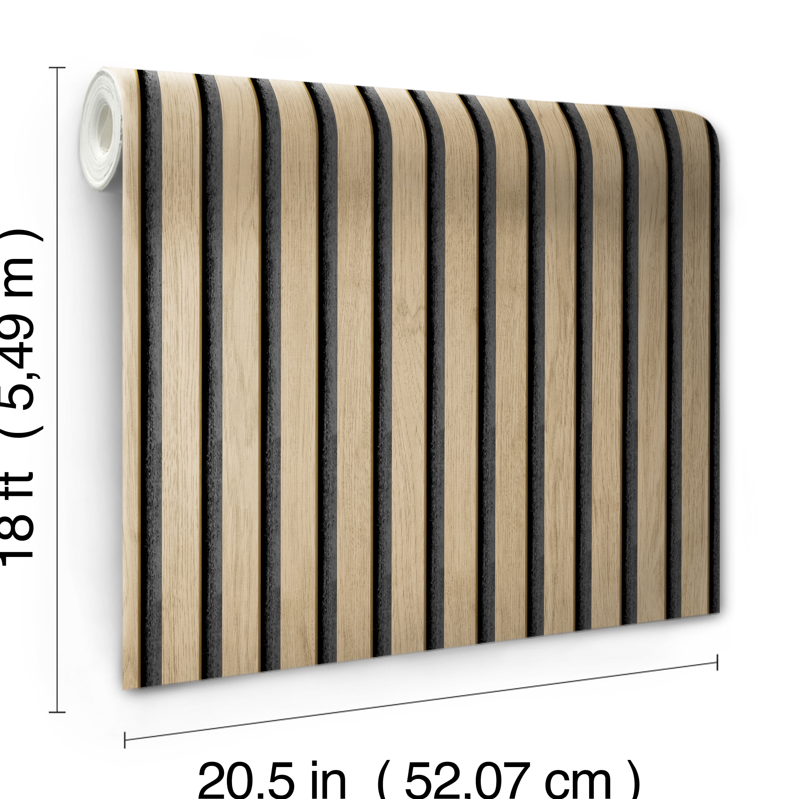 Roommates Studio Cream Oak Slat Peel and Stick Wallpaper (White, 30.75 sq ft) d9wgd