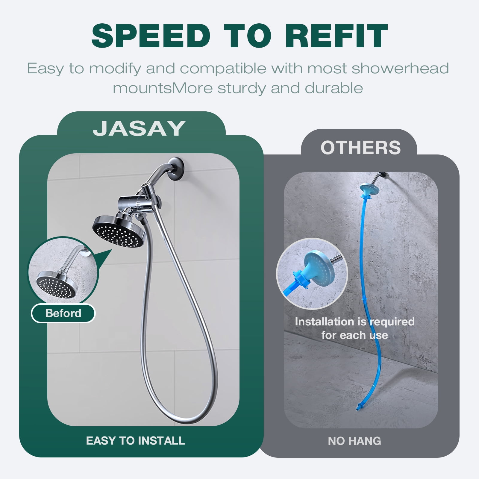 JASYA Shower Hand Hose with 2-Mode Bidet Nozzle, Flexible PVC Replacement Hose (Silver, 6 ft) vea66