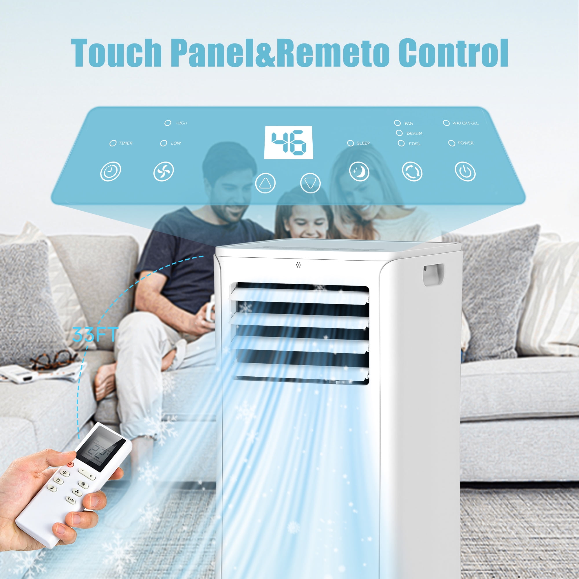 Tolsprint 12000 BTU Portable Air Conditioner 4-in-1 Cooling Unit with Remote Control and LED Display (450 sq. ft. Coverage) cwjs9