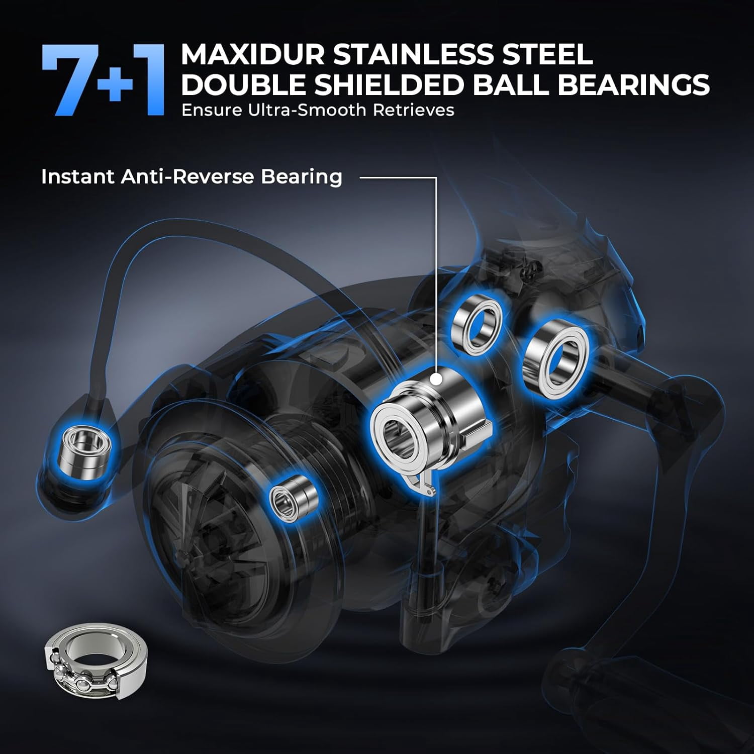 KastKing Spinning Reel, IPX5 Waterproof Fishing Gear, Smooth Retrieve, High-Torque Drag (Black, 5000 Size) r5adb