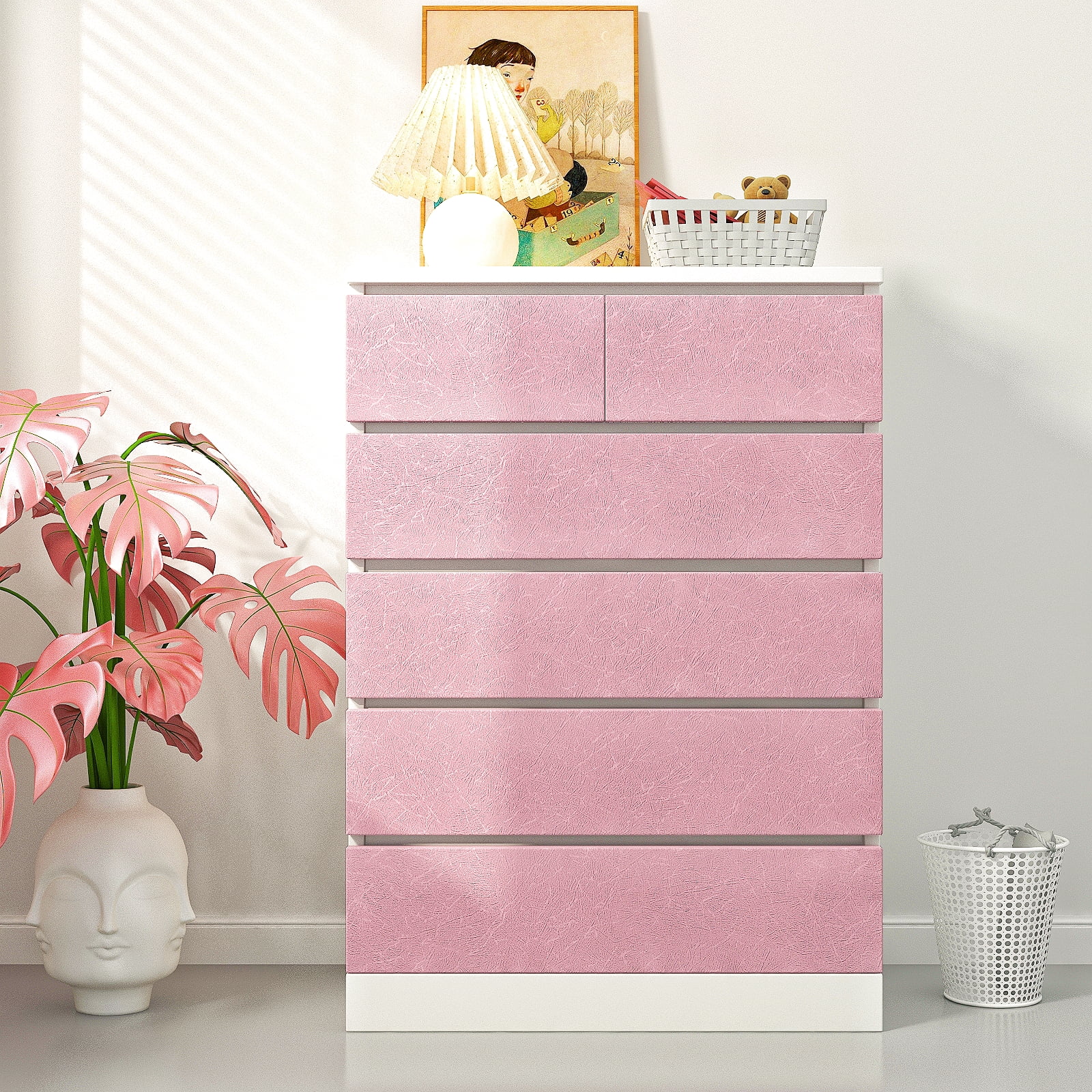 VIOPVERY Peel and Stick Wallpaper, Waterproof Self-Adhesive Decorative Film for Kitchen Countertops and Cabinets (Pink, 15.7 in x 393 in) ahmc0
