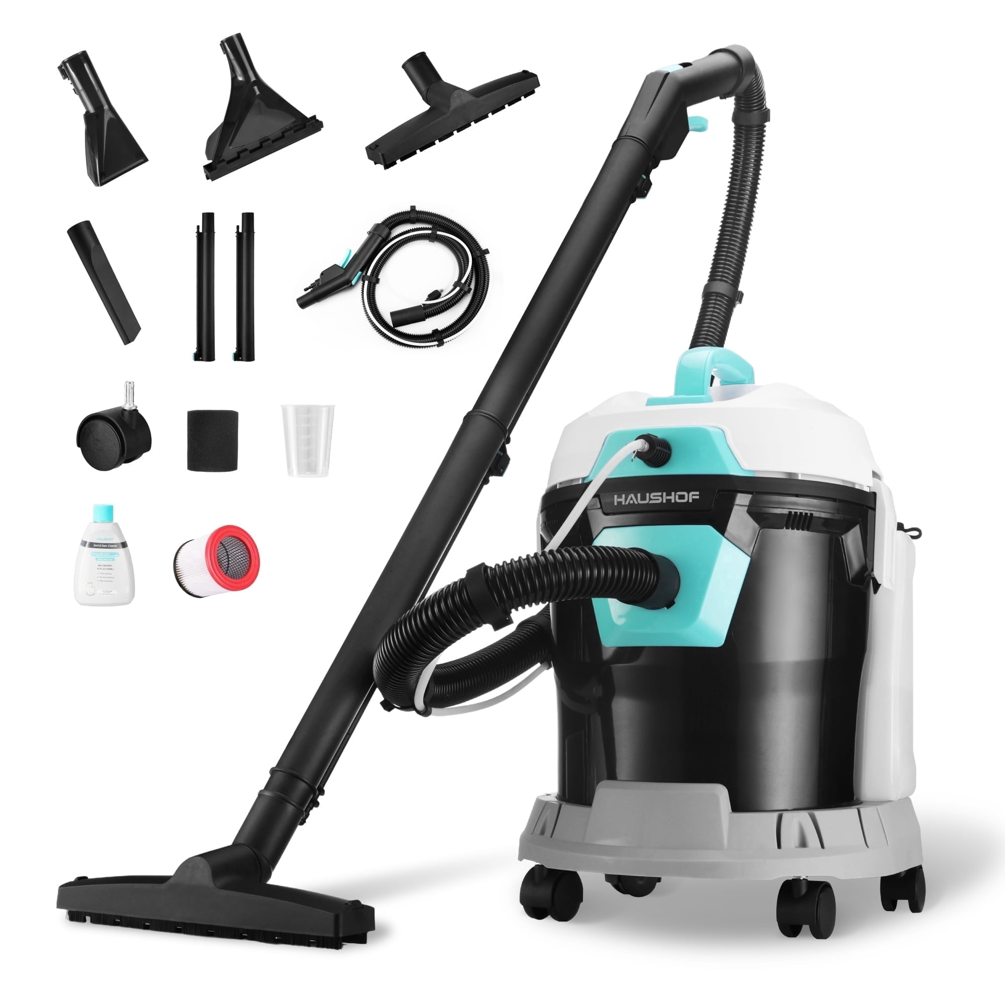 HAUSHOF 4 Gallon 5.5 Peak HP 4-in-1 Wet/Dry Shop Vacuum Cleaner with Blower and Upholstery Cleaning (Grey, 4 Gallon) 4raml