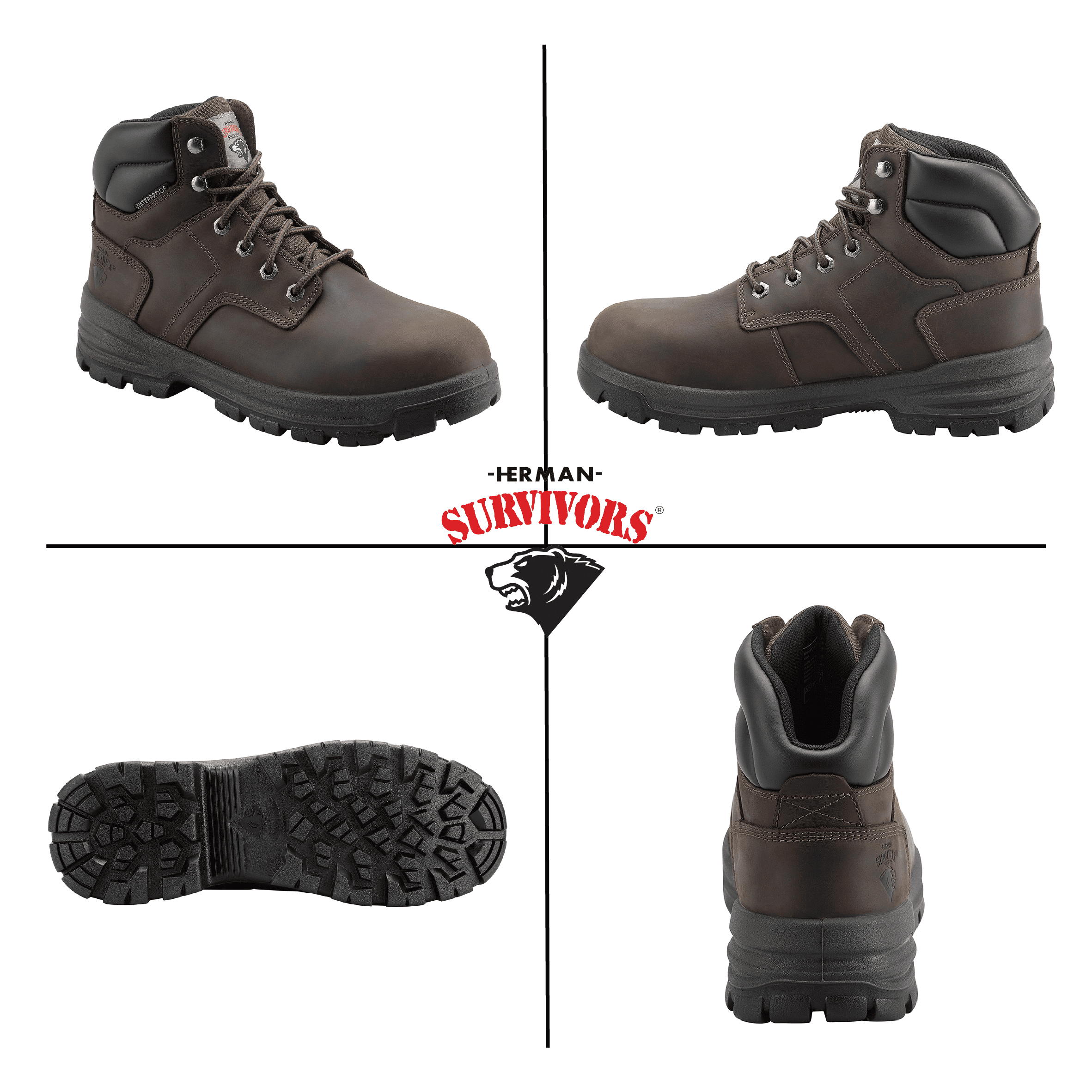 Herman Survivors Men's Boulder Waterproof Steel Toe Work Boots (Brown, 6 in) udjy6
