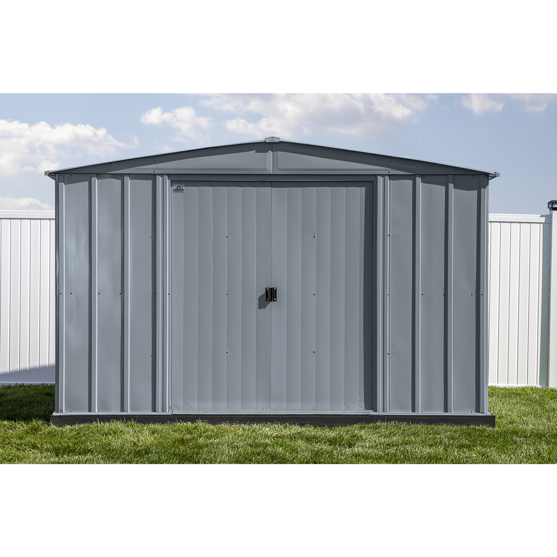 Arrow Classic Steel Storage Shed, Weather-Resistant Outdoor Garden Utility Building (Charcoal, 10 ft x 12 ft x 6 ft) j9pvw