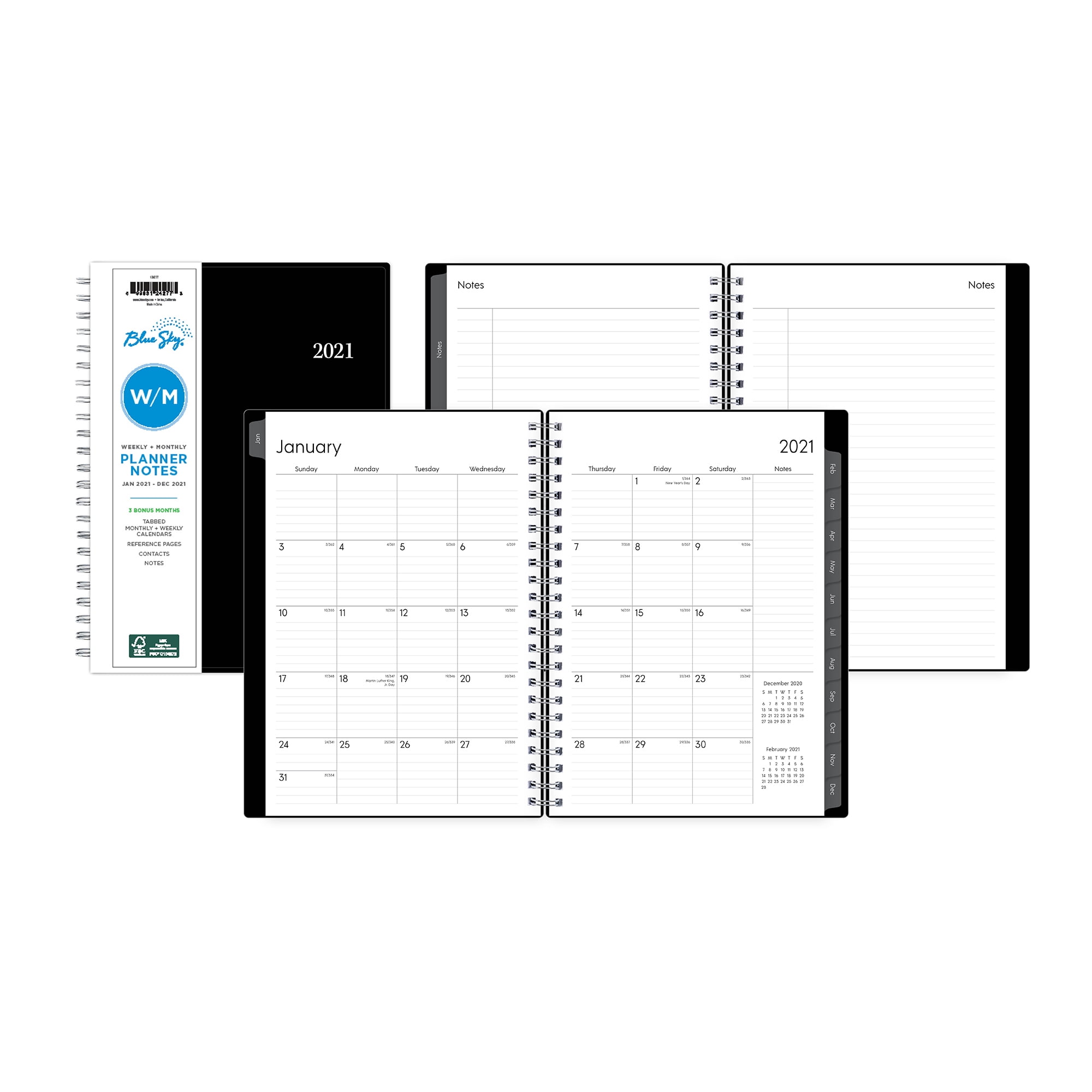 Blue Sky Enterprise Weekly and Monthly Planner, Dated January to December 2021 (Blue, 5.875 in x 8.625 in) 3qdsj