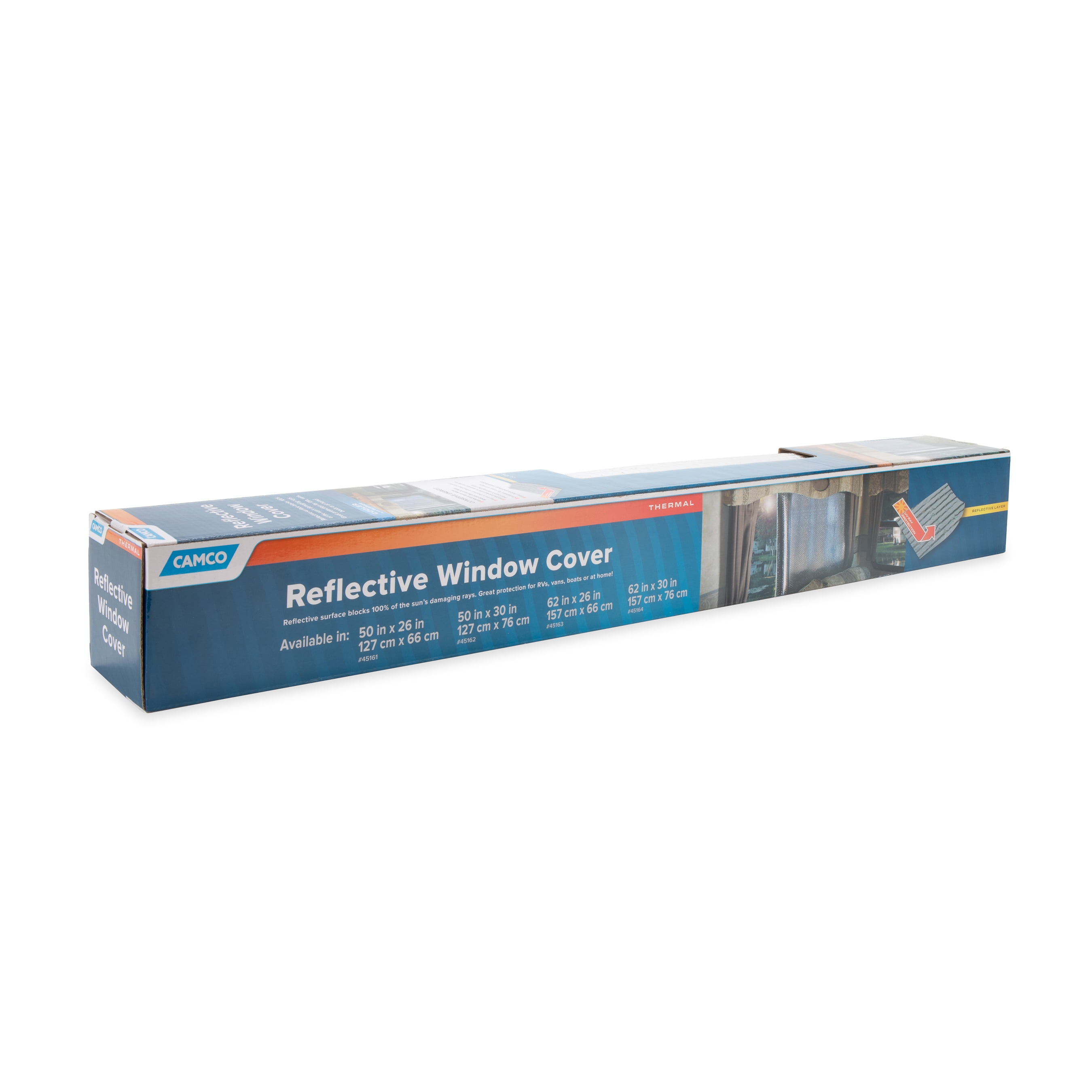 Camco Reflective Window Cover, Heat Shield for RV, Van, and Home (Silver, 62 in x 30 in) u7dz2