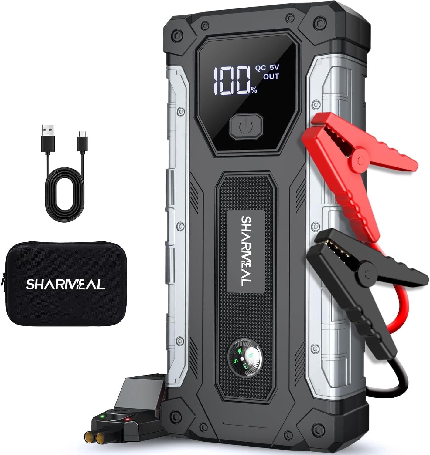 Sharmeal 7000A Portable Car Jump Starter Battery Booster Pack for Gas and 10.0L Diesel Engines (10000mAh) dwlkw