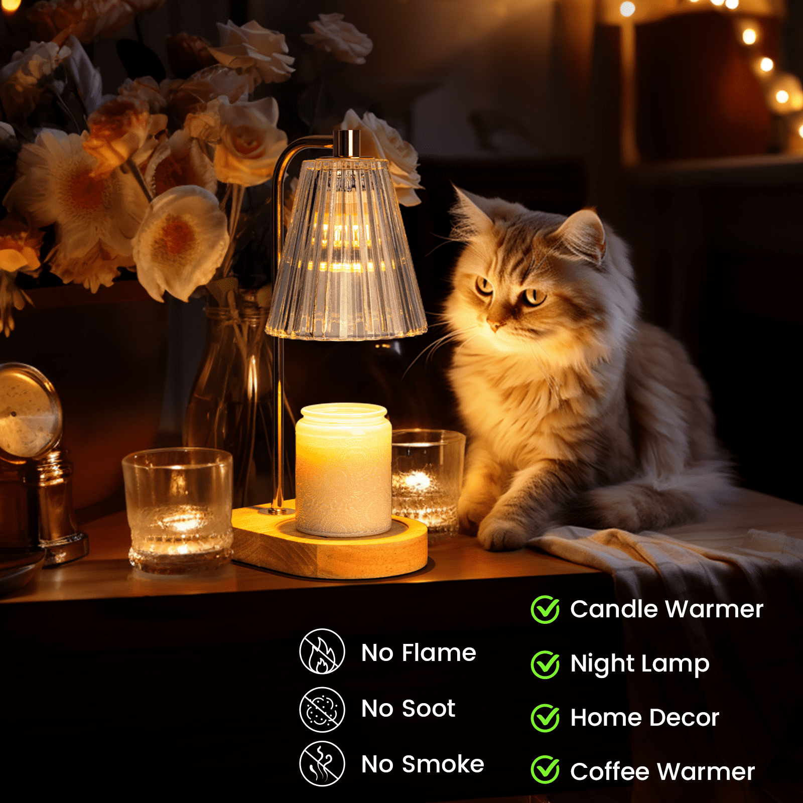 Marycele Candle Warmer Lamp for Jar Candles with Dimmable Timer (Gold, 1 Lamp with 2 Bulbs) 6k4dd