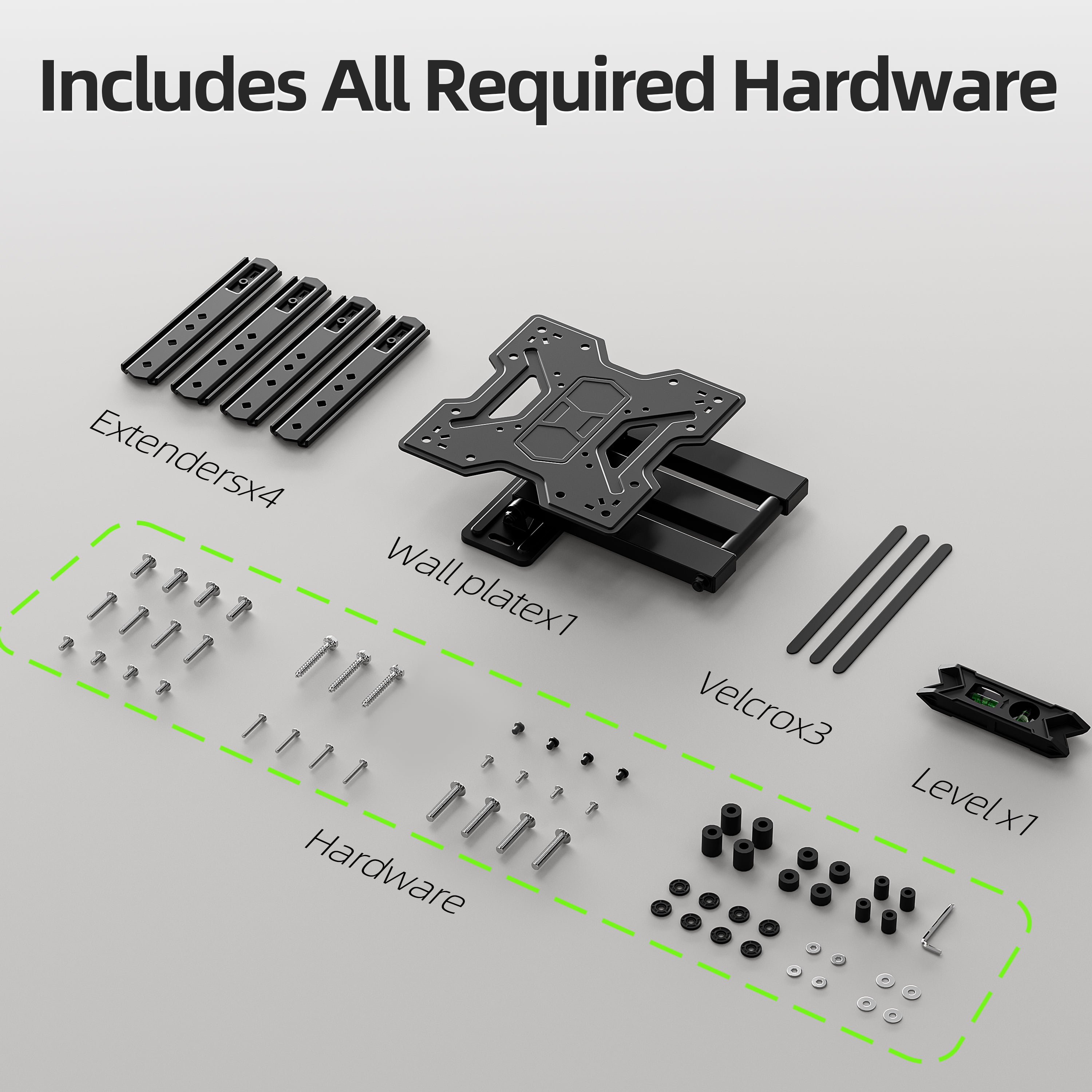 USX MOUNT Full Motion TV Wall Mount Bracket for 23 to 65 Inch Flat and Curved Screens (Black, 77 lb Capacity) 446ip