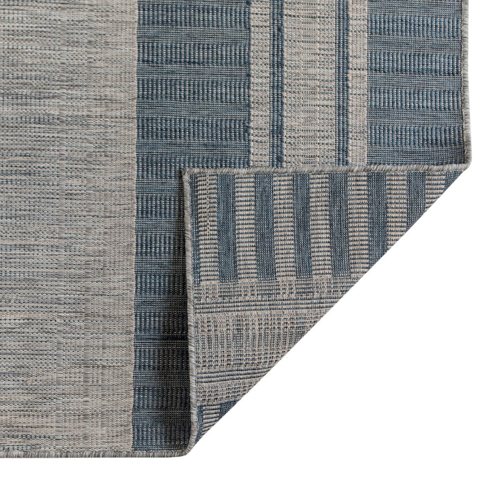 HomeRoots Striped Indoor Outdoor Area Rug Stain Resistant Durable Polypropylene (Blue and Gray, 8 ft x 10 ft) elv7z