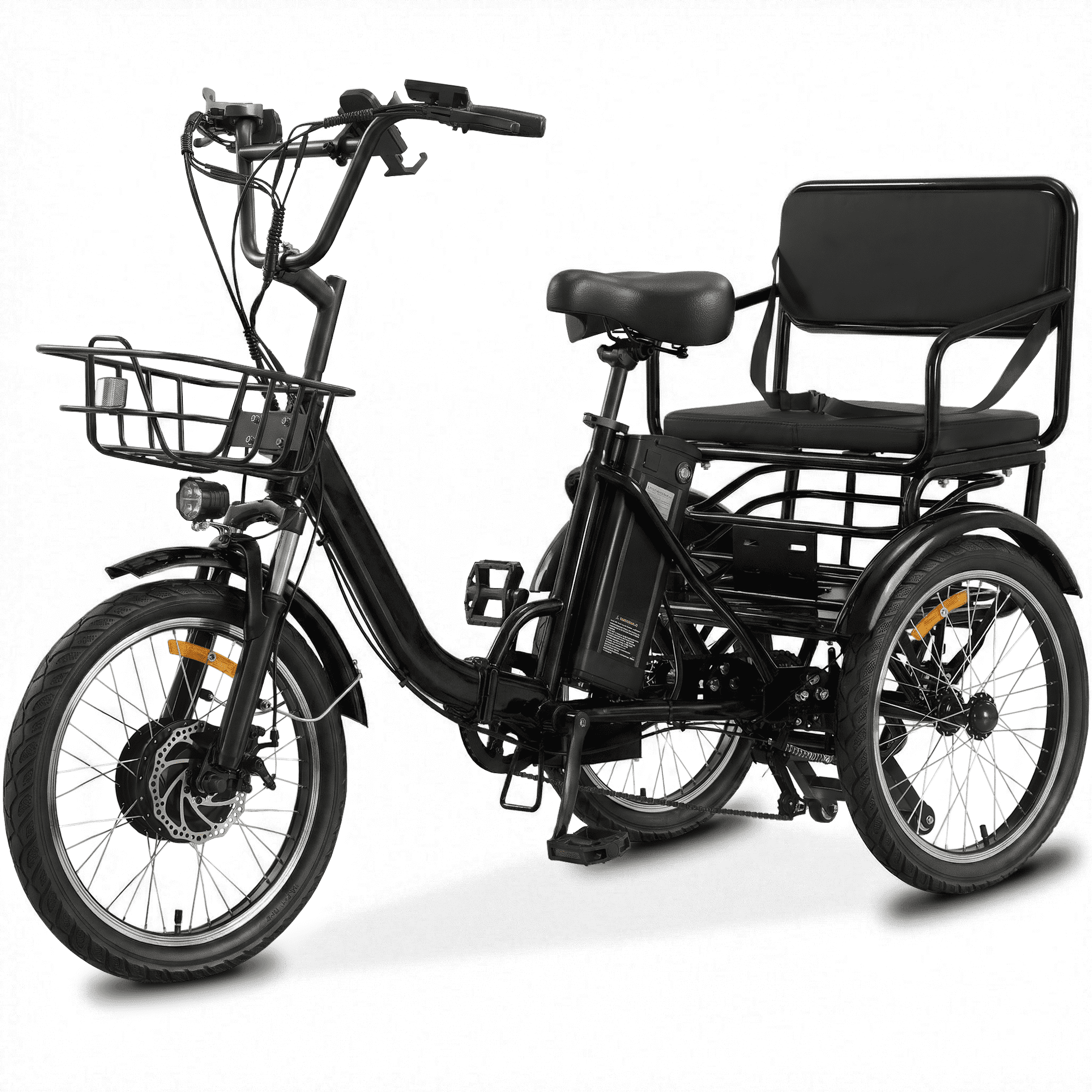 EASINGO 2-Seater Electric Tricycle for Adults, Folding 3-Wheel E-Trike with Storage Basket, 48V Lithium Battery (Black) vzk6x